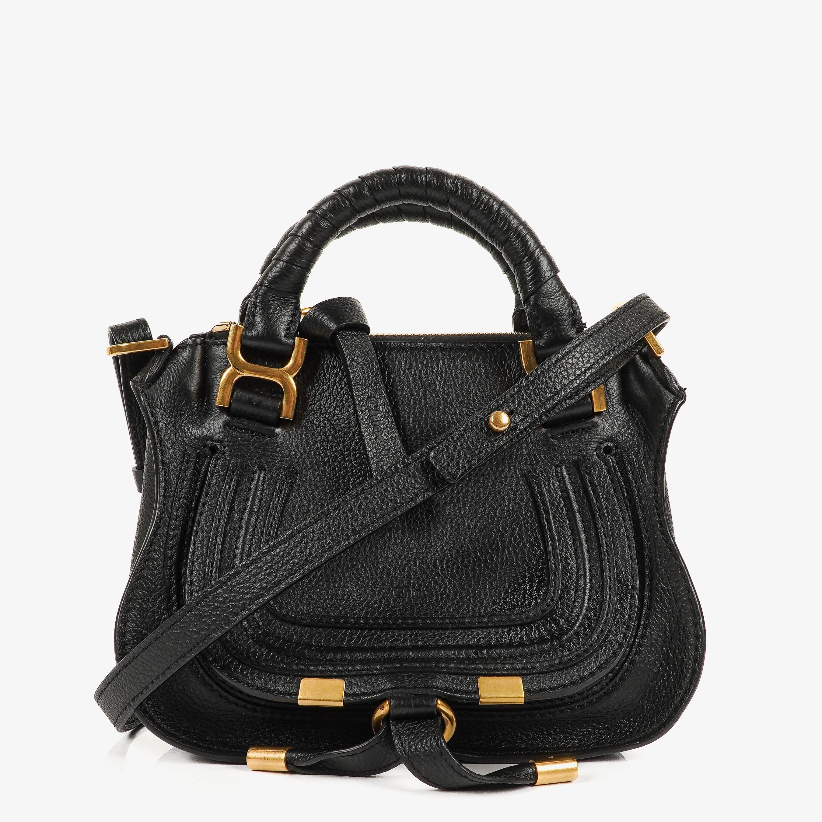 Chloe Marcie Mini Black Grained Leather Bag