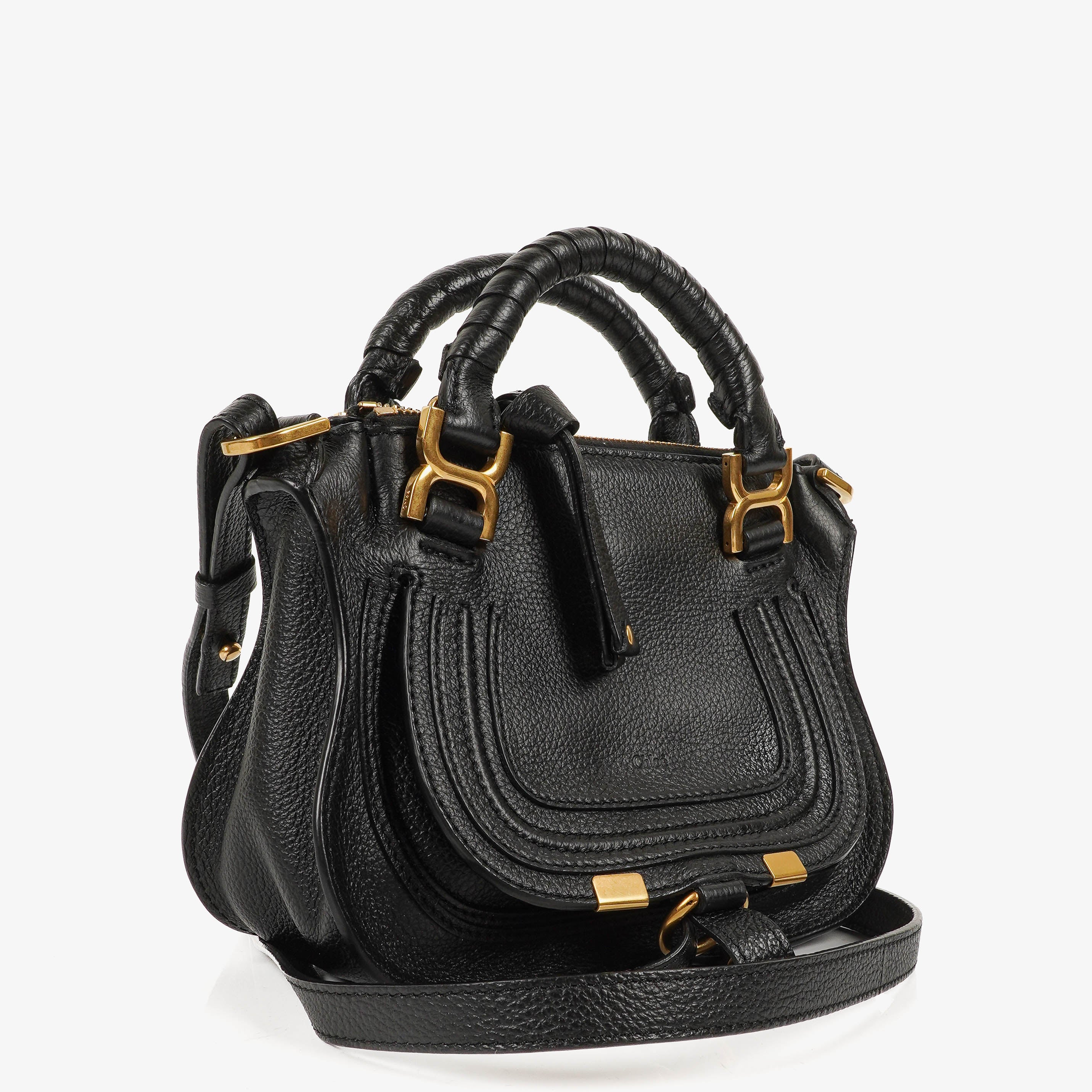 Chloe Marcie Mini Black Grained Leather Bag