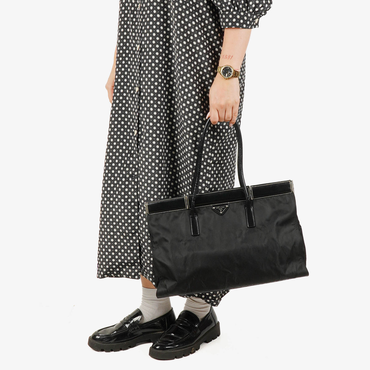 Prada Balck Nylon Tote Bag