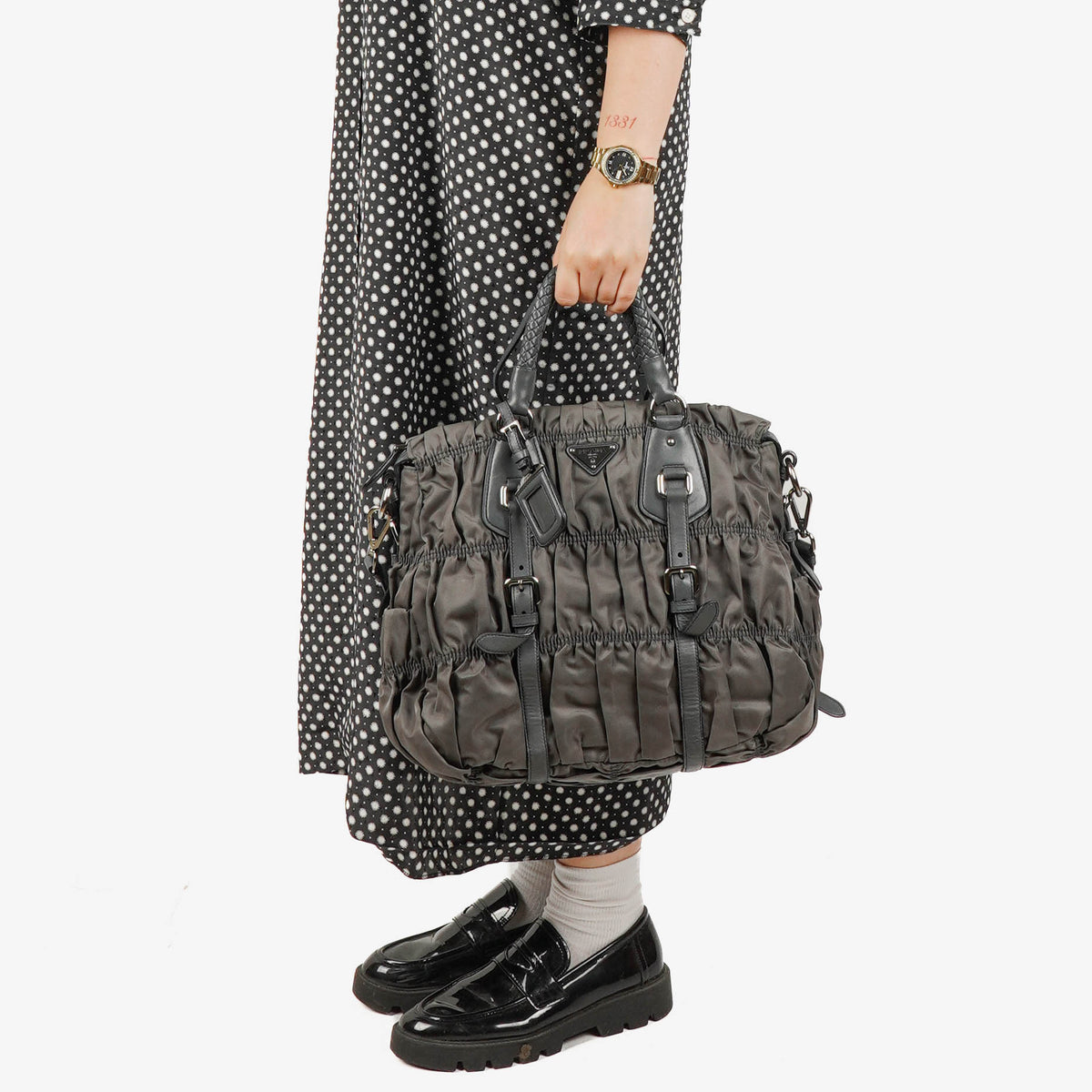 Prada Grey Tessuto Gaufre Nylon Bag
