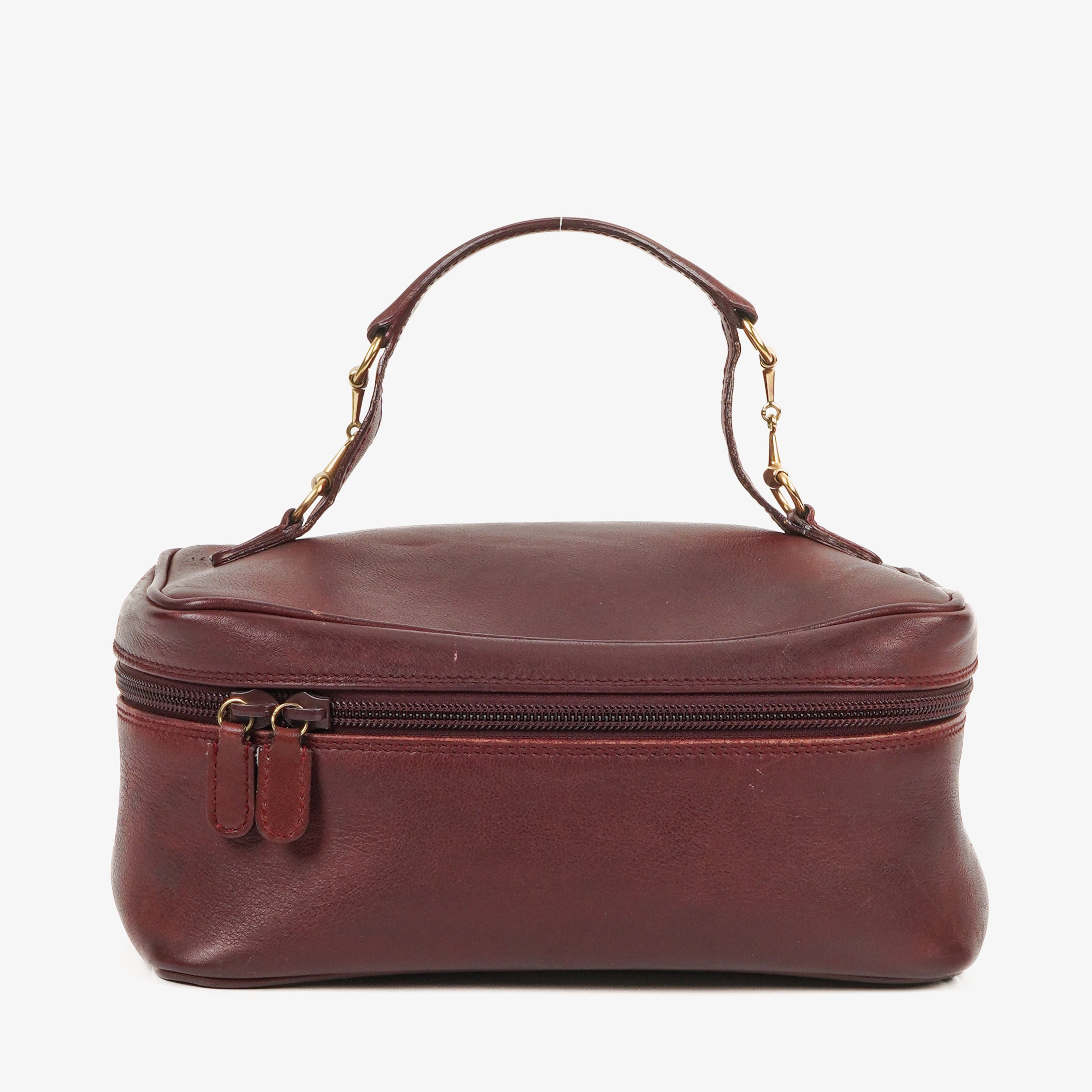 Gucci Burgundy Leather Horsebit Vanity Bag