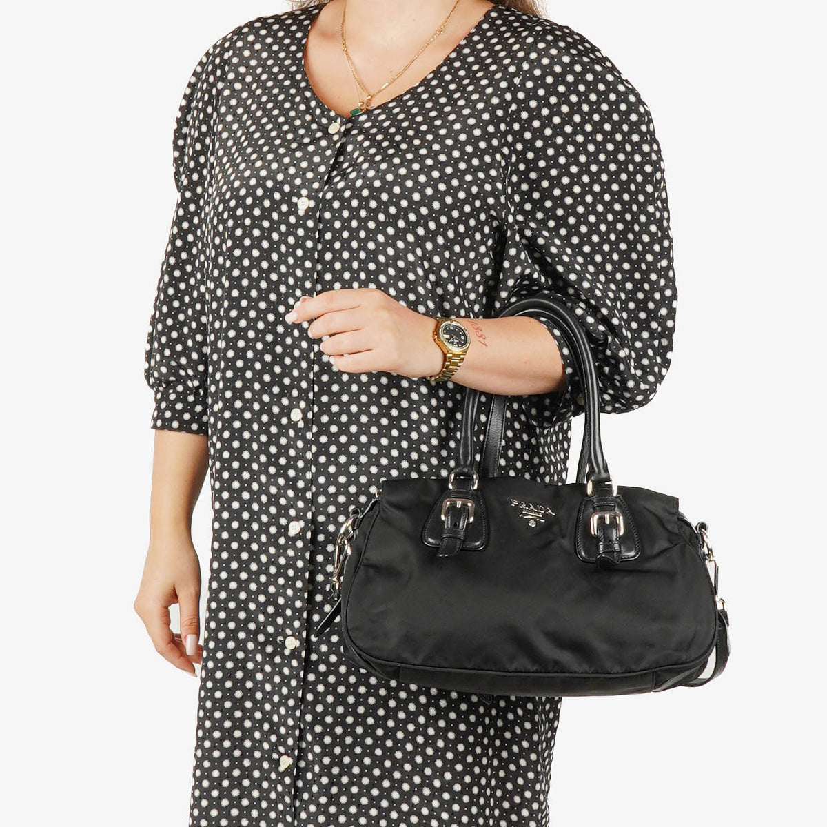 Prada Balck Nylon Satchel Shoulder Bag 