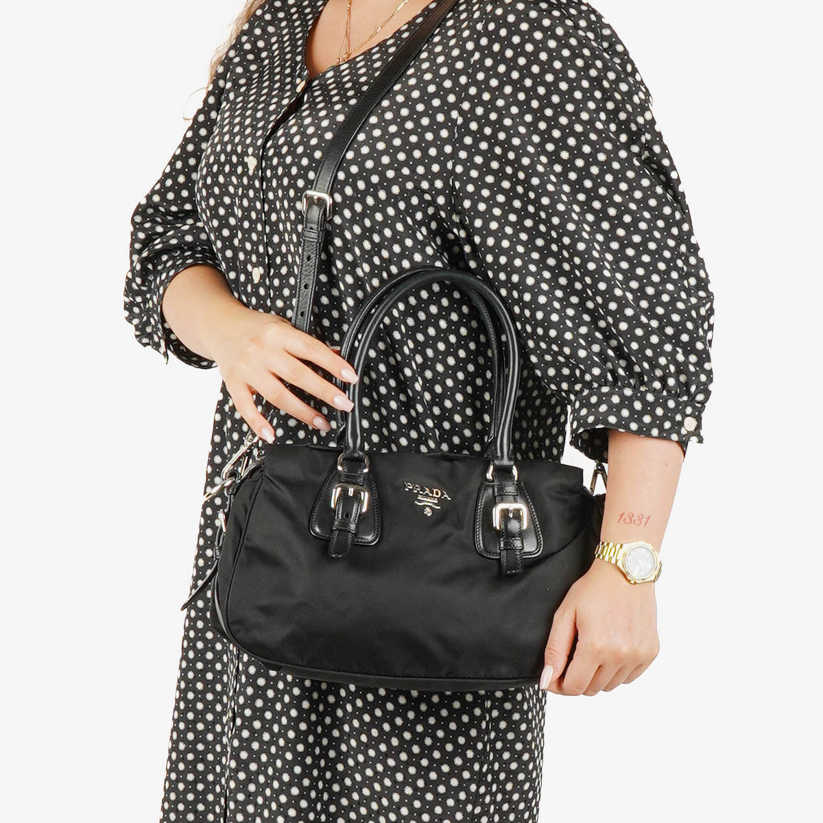 Prada Balck Nylon Satchel Shoulder Bag 