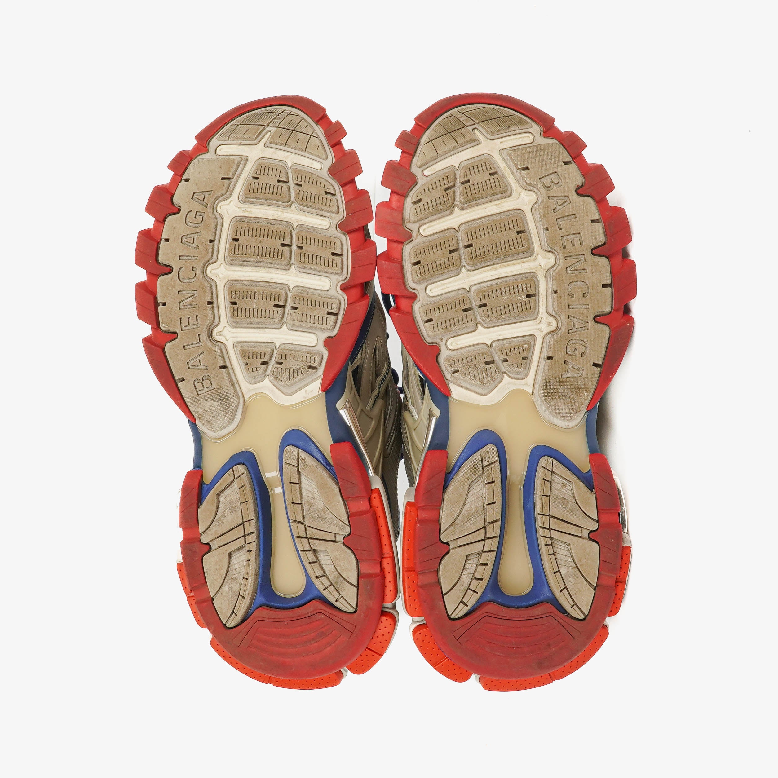 Balenciaga Track.2 Rubber Mesh Bi-Color Beige Blue Red Open Sneakers 42 