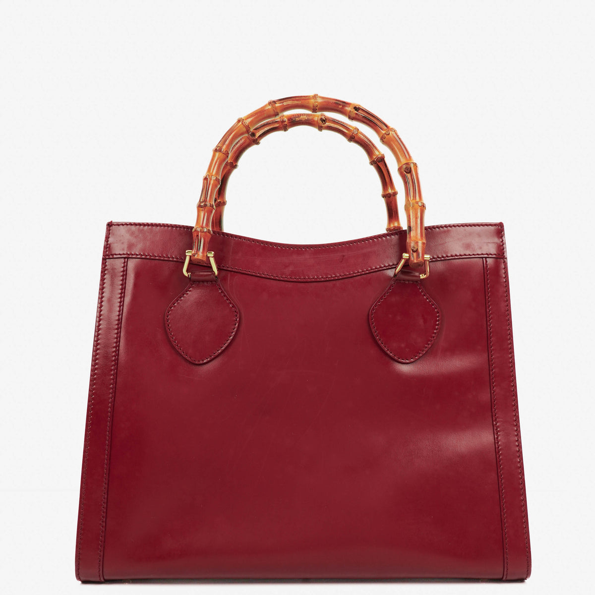Gucci Vintage Dark Red Patent Leather Diana Bamboo Tote
