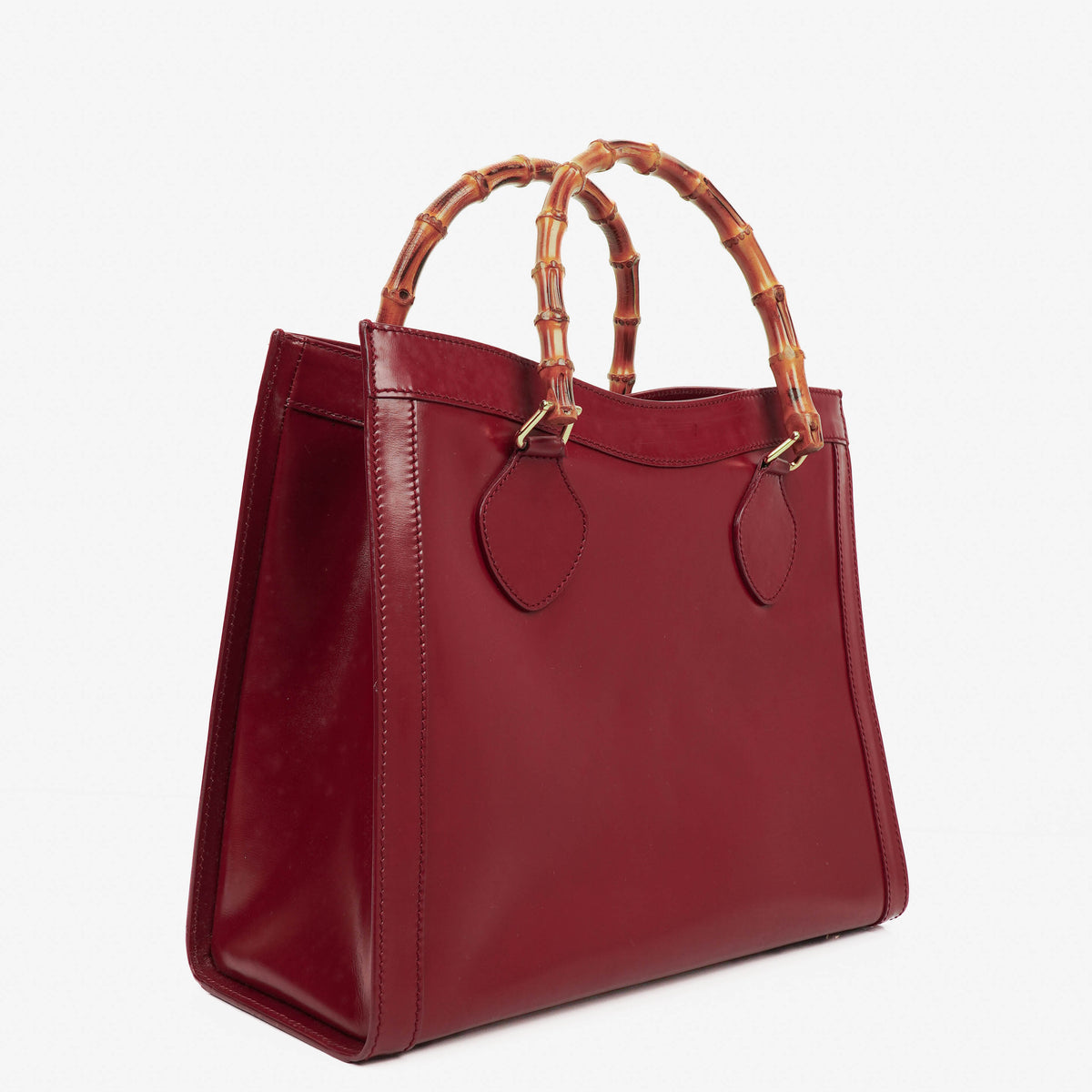 Gucci Vintage Dark Red Patent Leather Diana Bamboo Tote