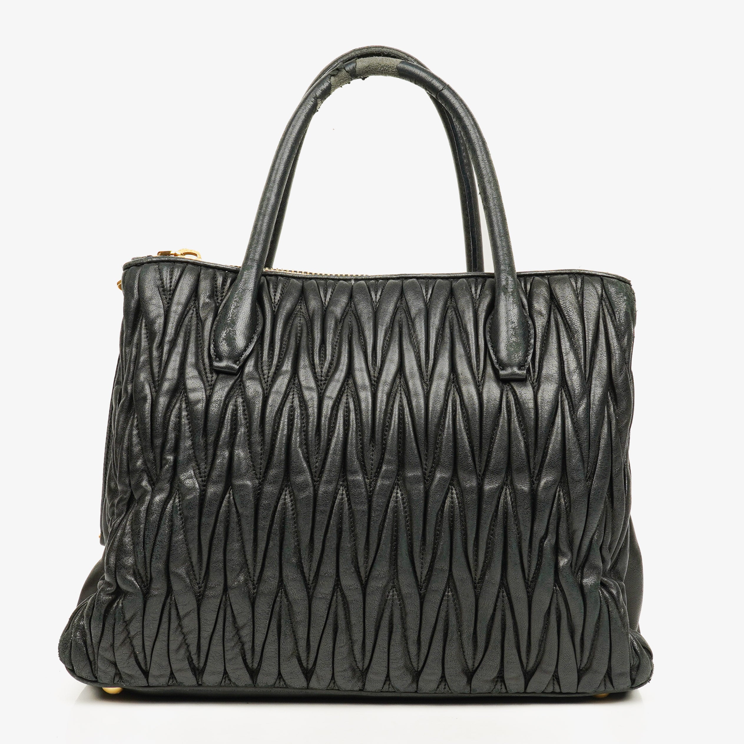 Miu Miu Matelasse Black Leather Tote Bag
