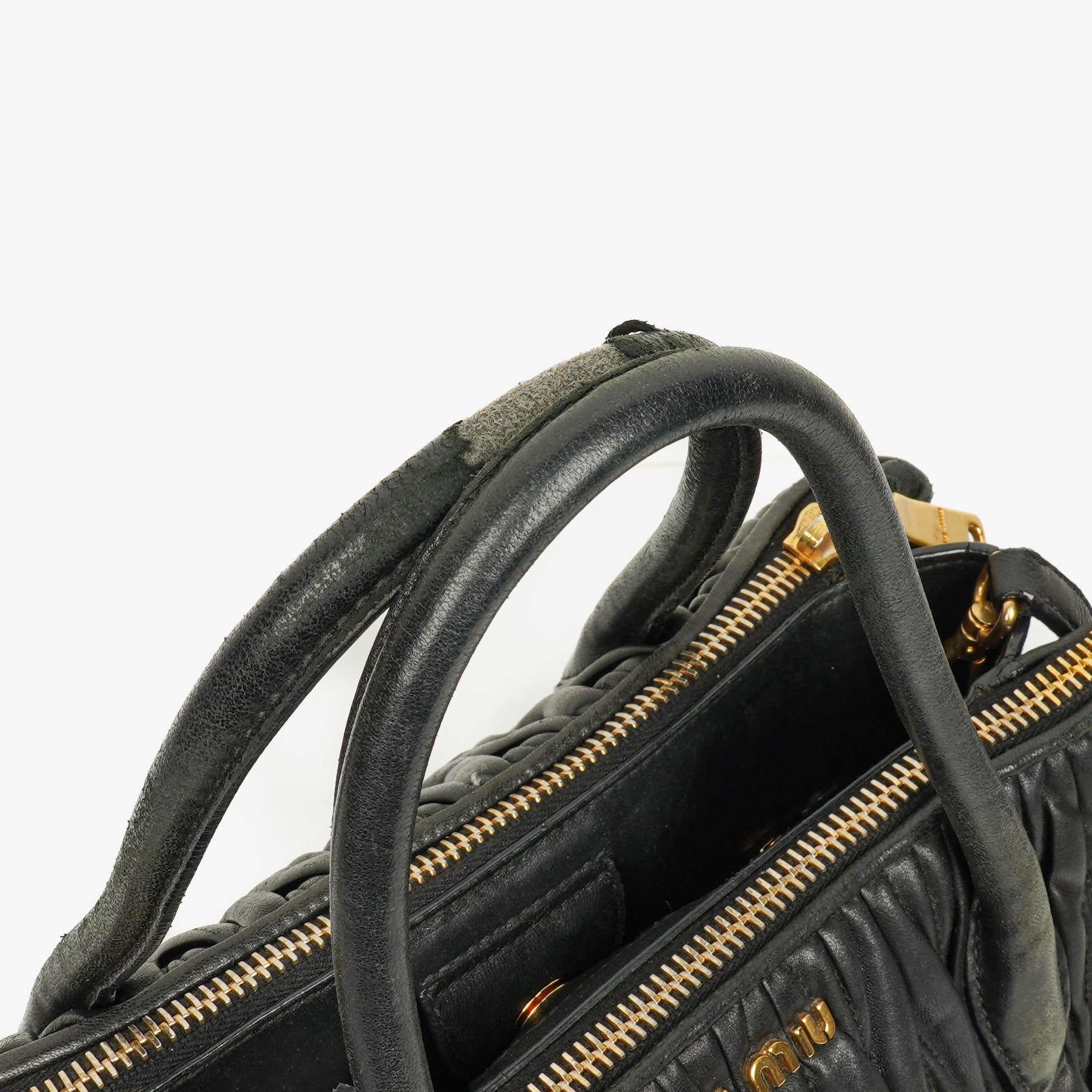 Miu Miu Matelasse Black Leather Tote Bag
