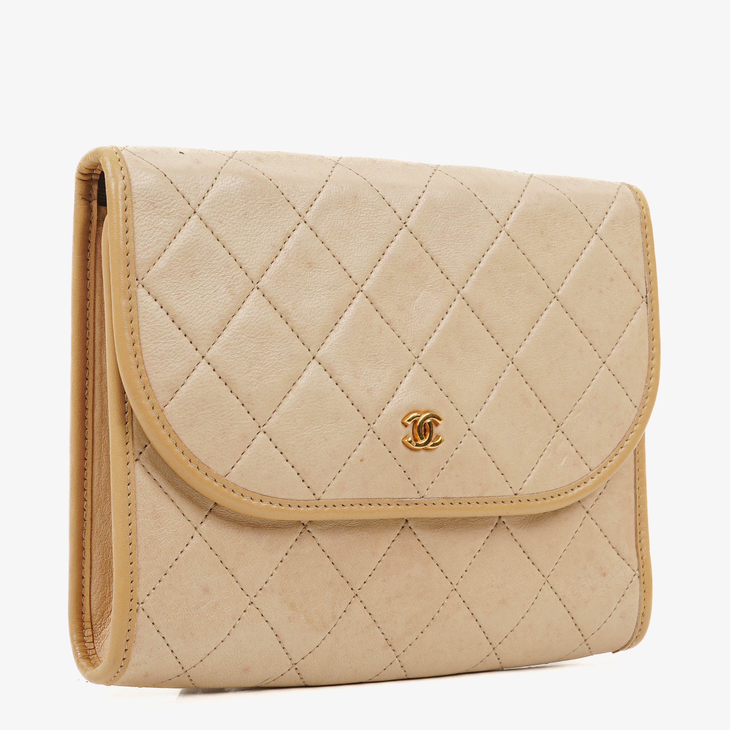 Chanel Mini Flap Tasche Beige Gestepptes Lammleder mit 24K Vergoldeter Hardware