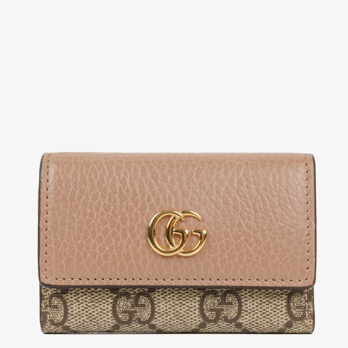 Gucci Dollar GG Supreme Monogram Old Rose Beige/Ebony CalfskinGG Marmont 6 Key Holder Case