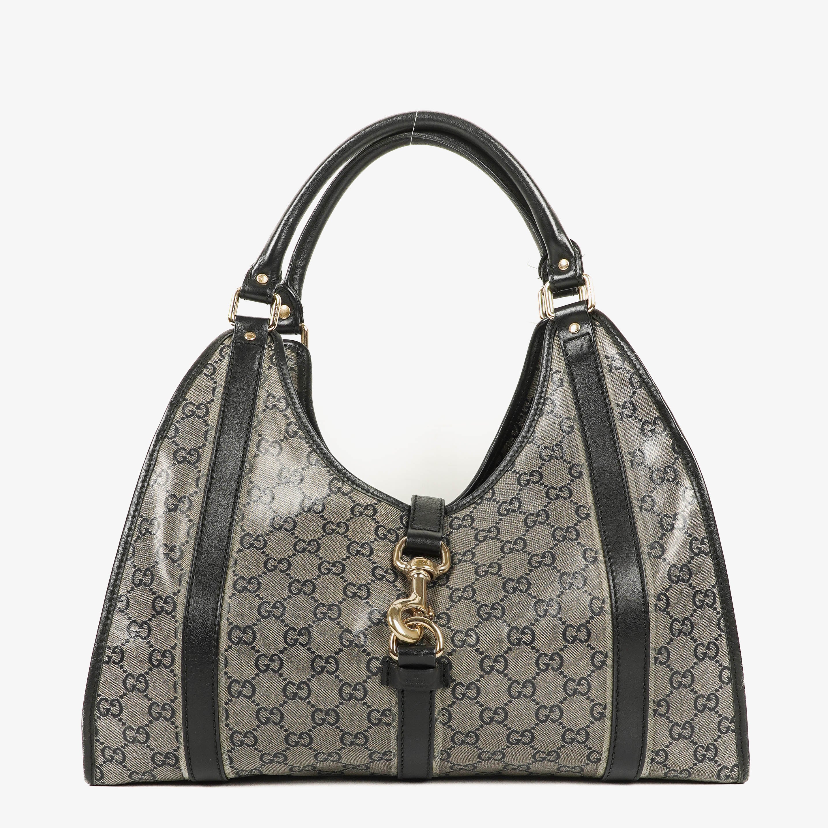 Gucci Jackie Bardot Crystal GG Canvas Shoulder Bag 