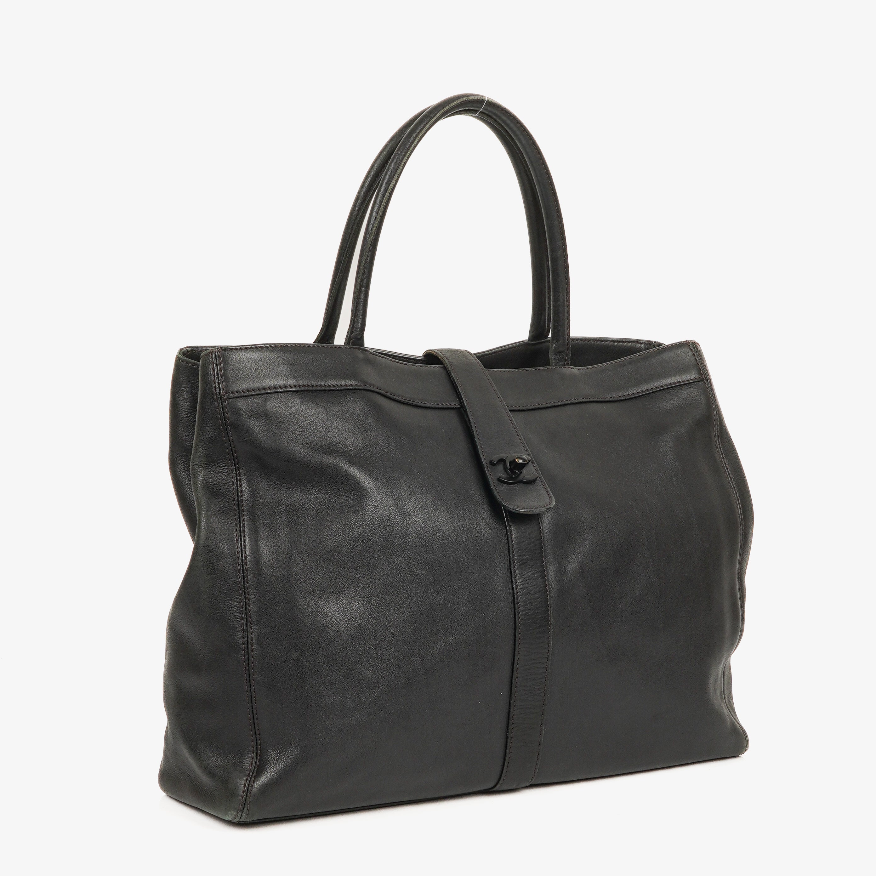 Chanel CC Black Leather Tote Bag