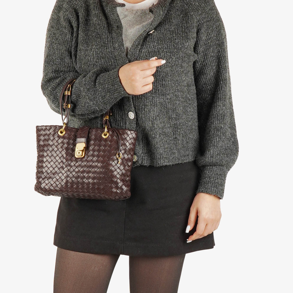 Bottega Veneta Intrecciato Brown Capri Tote Bag