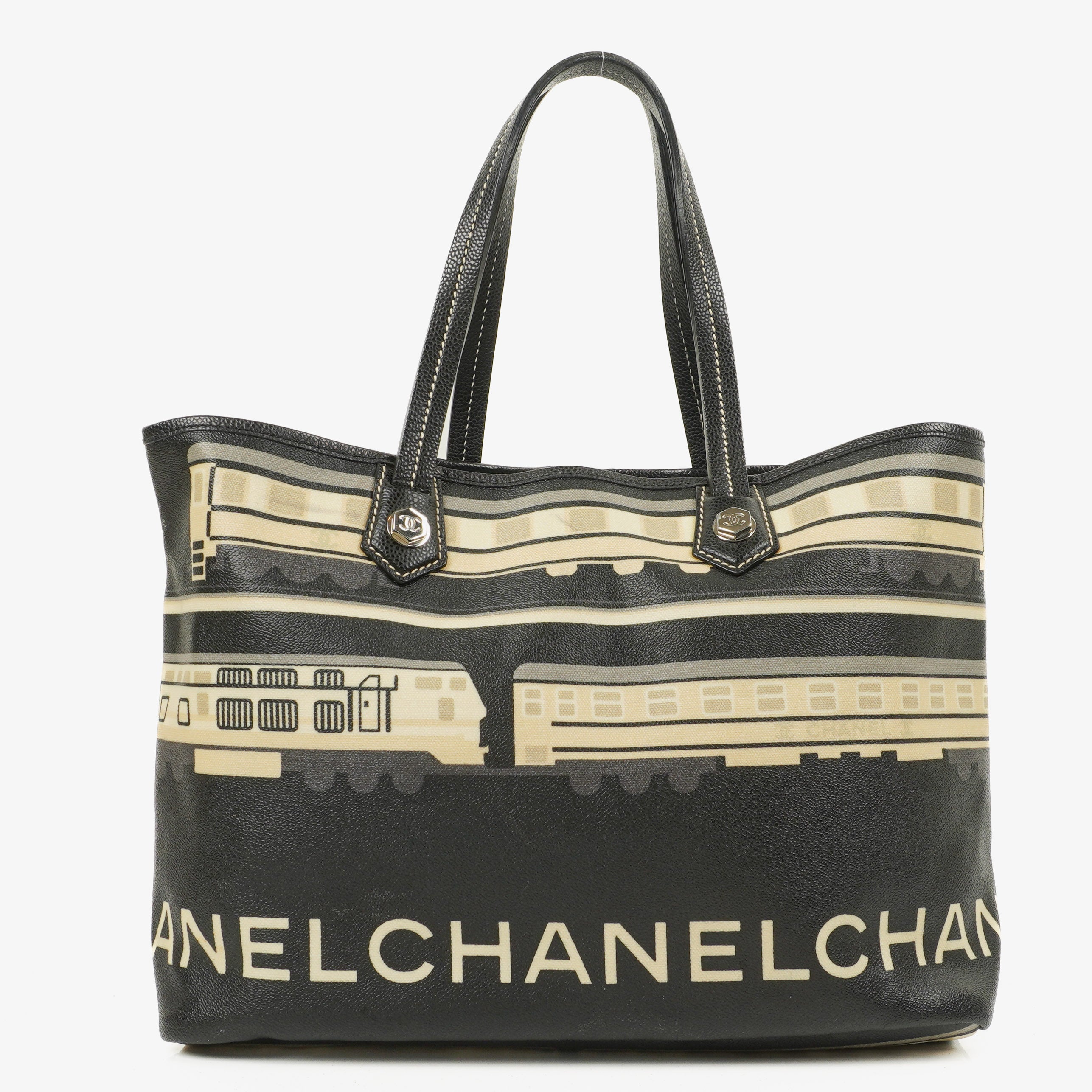 Chanel Schwarze Beschichtete Canvas Le Train Tasche