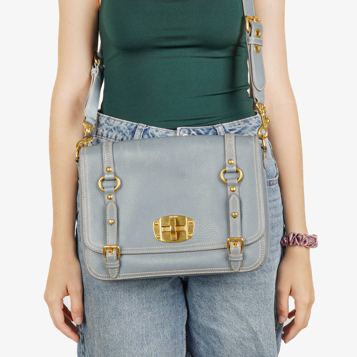 Miu Miu Cervo Pattina Pervinca Shouder Bag