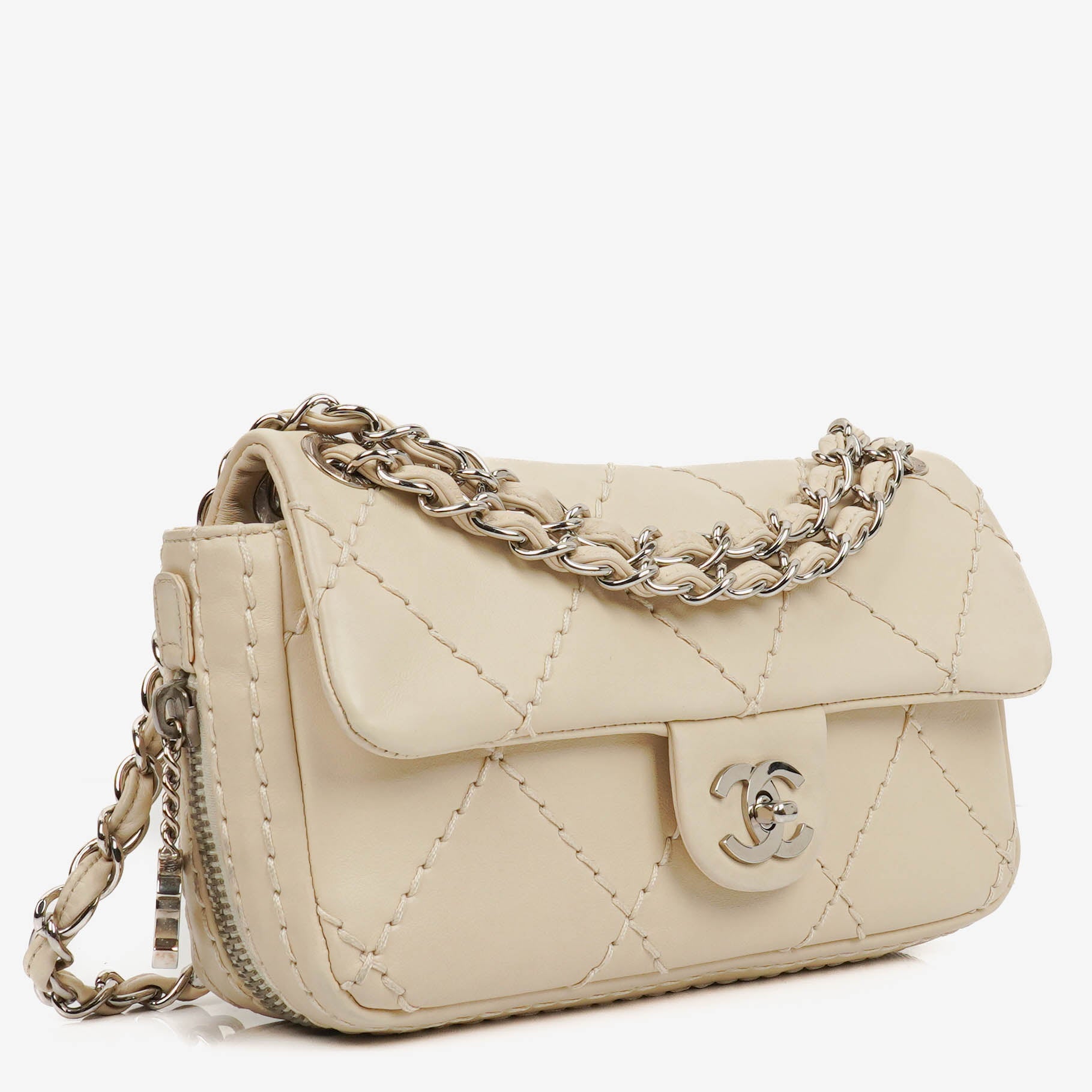 Chanel Cream Leather Ultimate Stitch Single Flap Bag