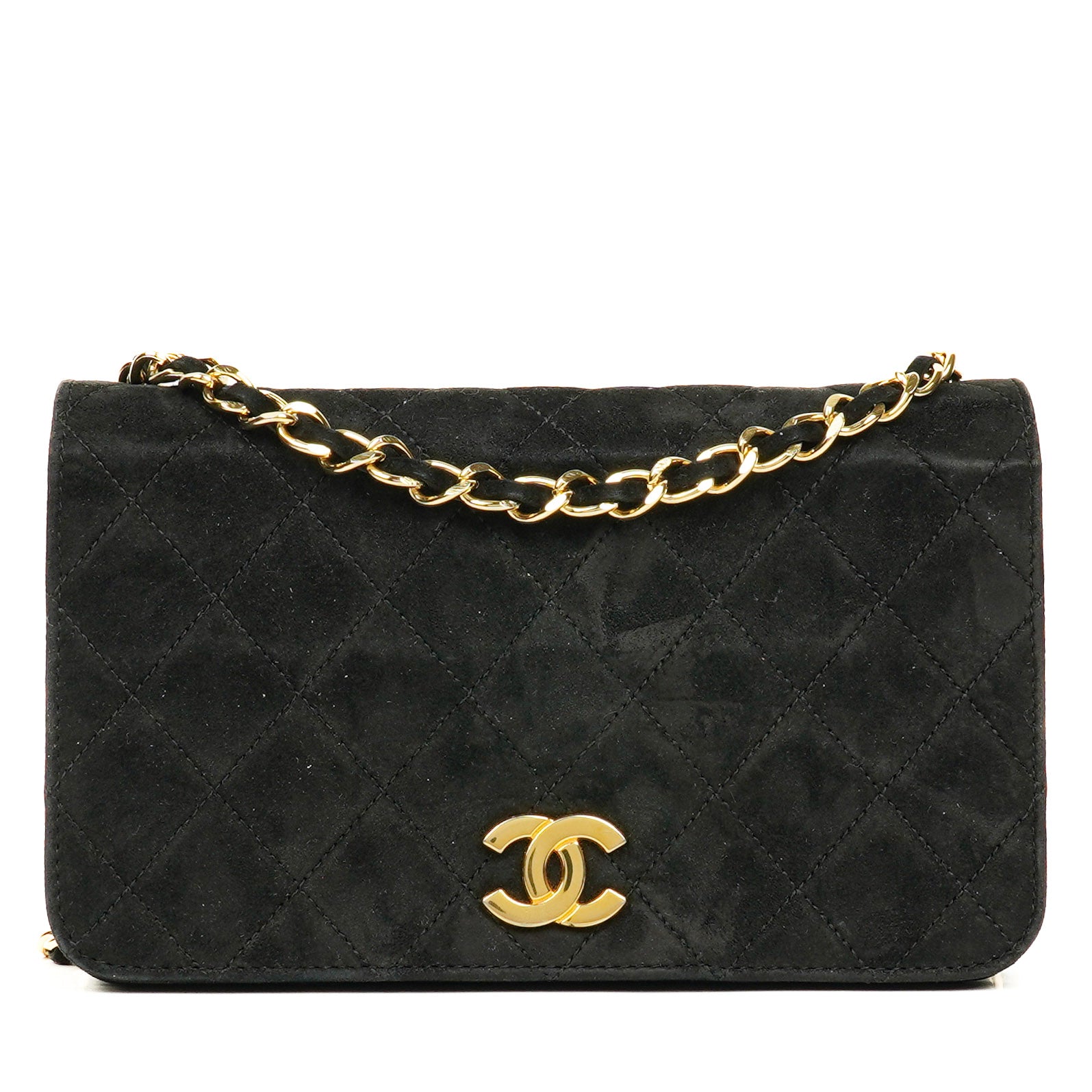 Chanel Classic Full Flap Bag Black Quilted Suede