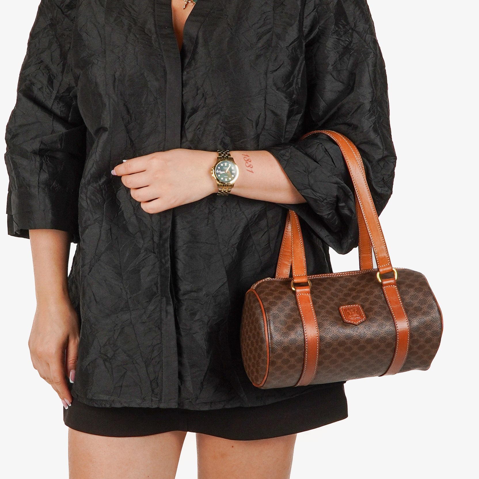 Celine Macadam Coated Canvas Boston Bag