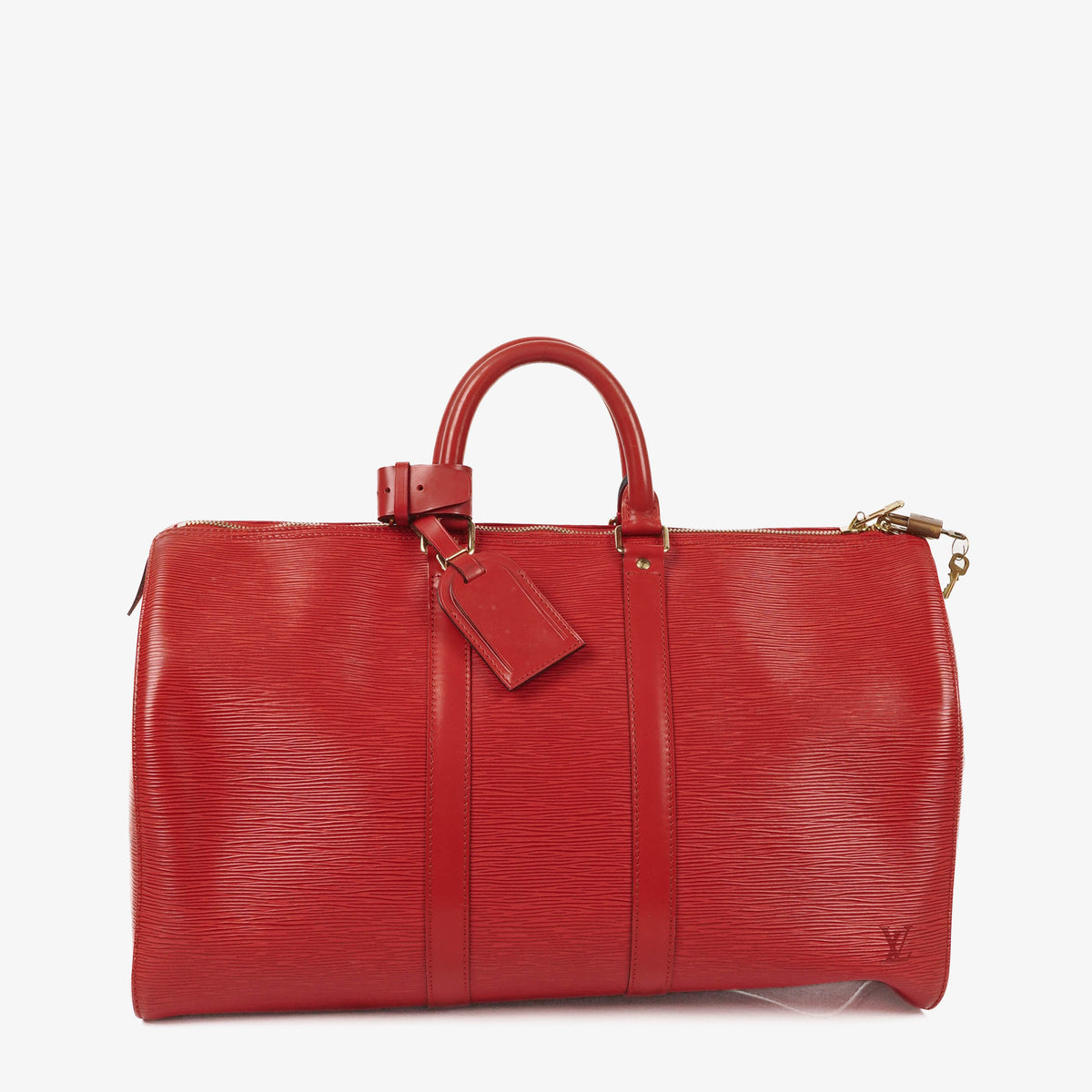 Louis Vuitton Keepall 45 Red EPI Leather Travel Bag