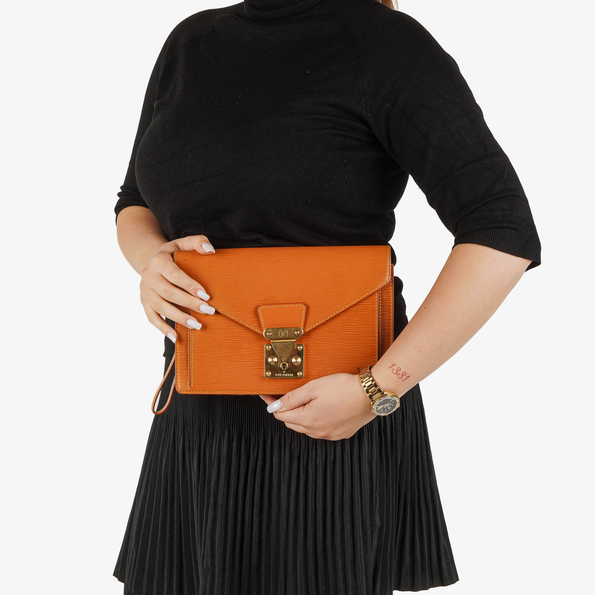Louis Vuitton Pochette Sellier Dragonne Cognac Epi Clutch