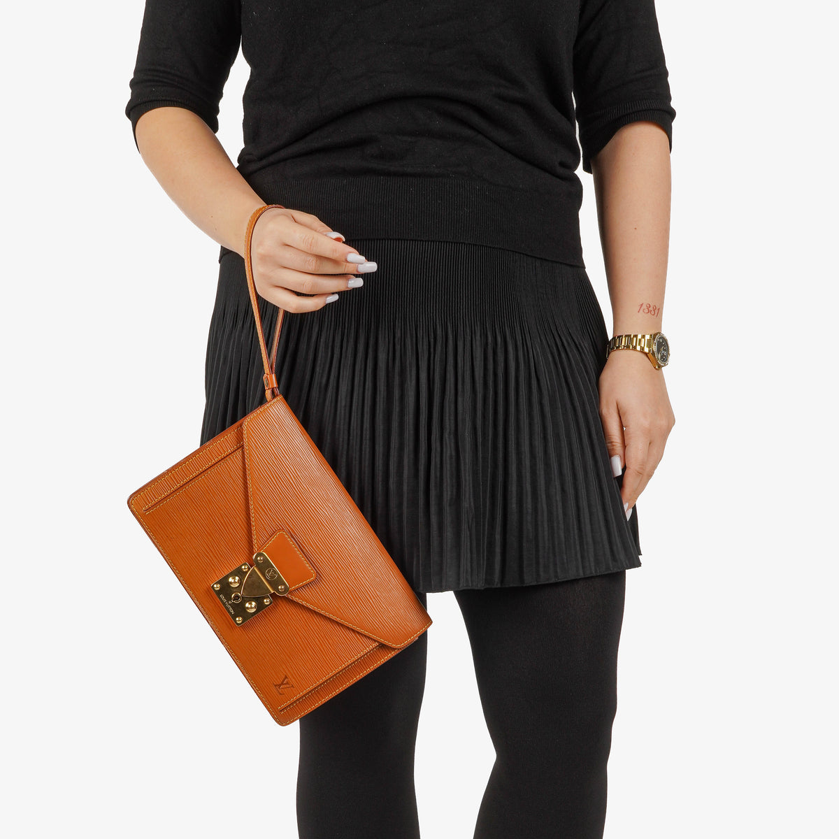 Louis Vuitton Pochette Sellier Dragonne Cognac Epi Clutch
