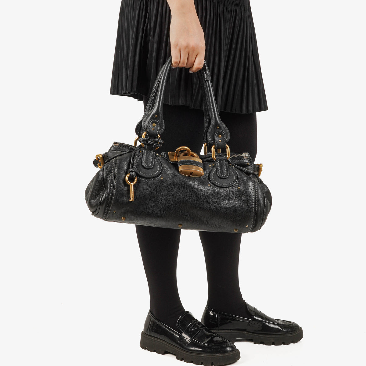 Chloe Paddington Black Calfskin Satchel Bag