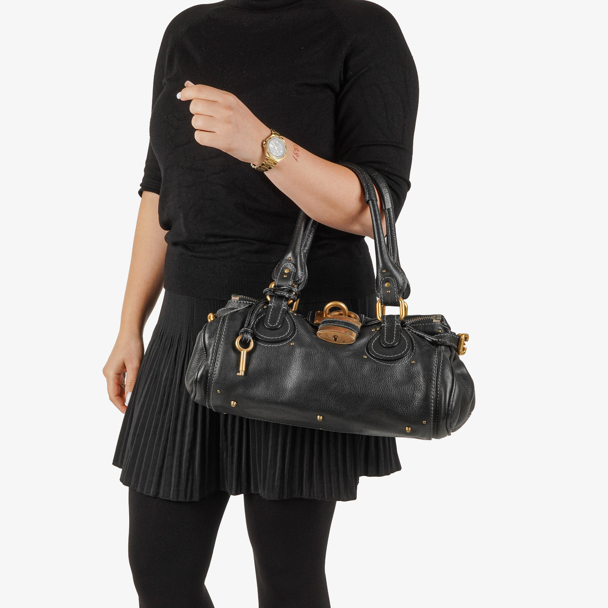 Chloe Paddington Black Calfskin Satchel Bag