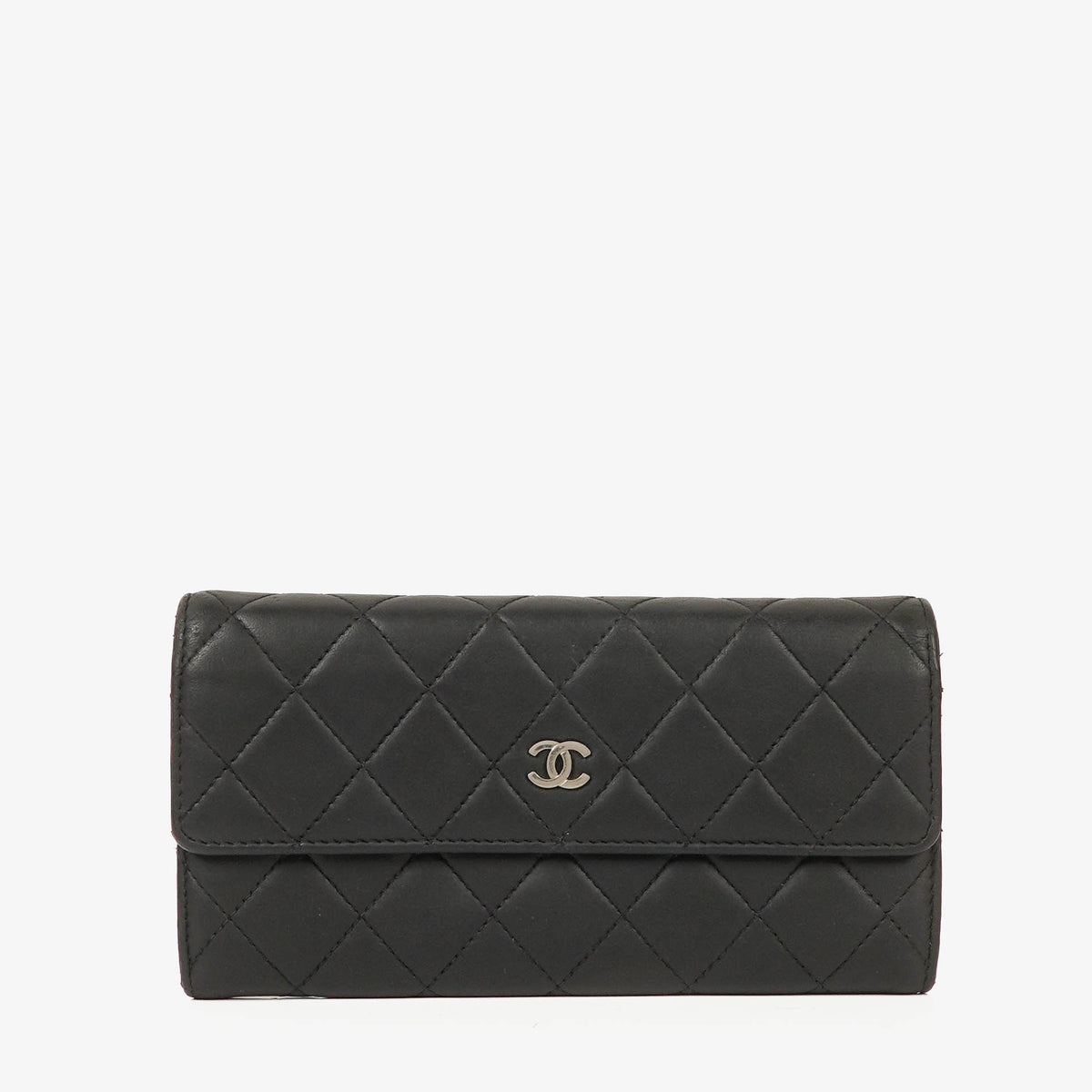 Chanel Classic Flap Black Quilted Long Wallet