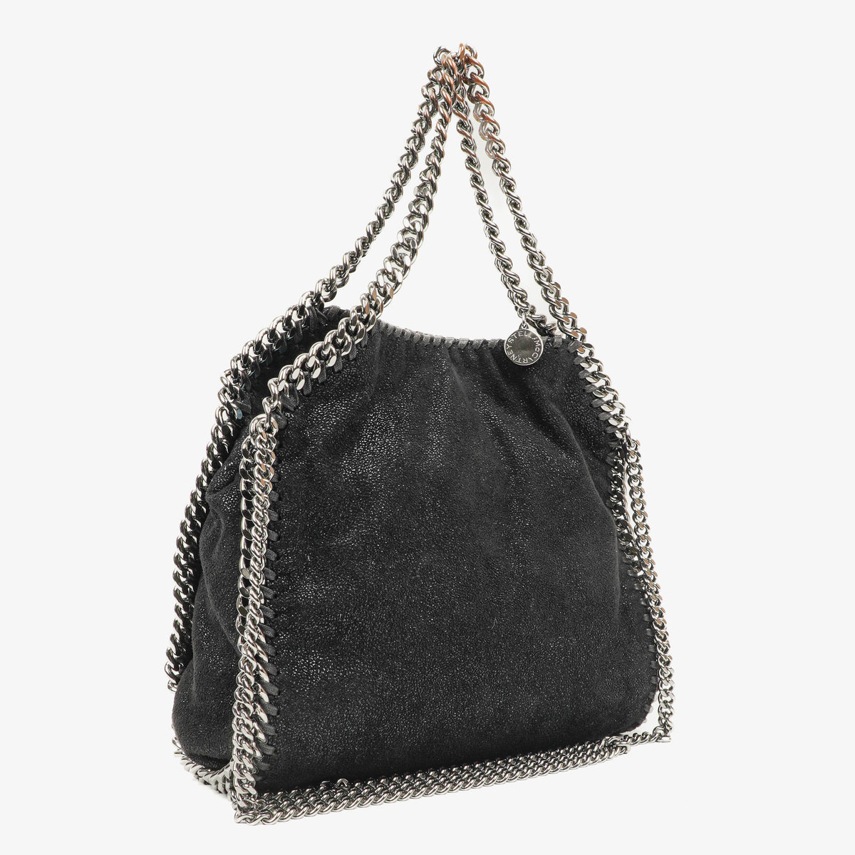 Stella McCartney Falabella Mini Tote Black Vegan Shaggy Deer Fold Over Bag