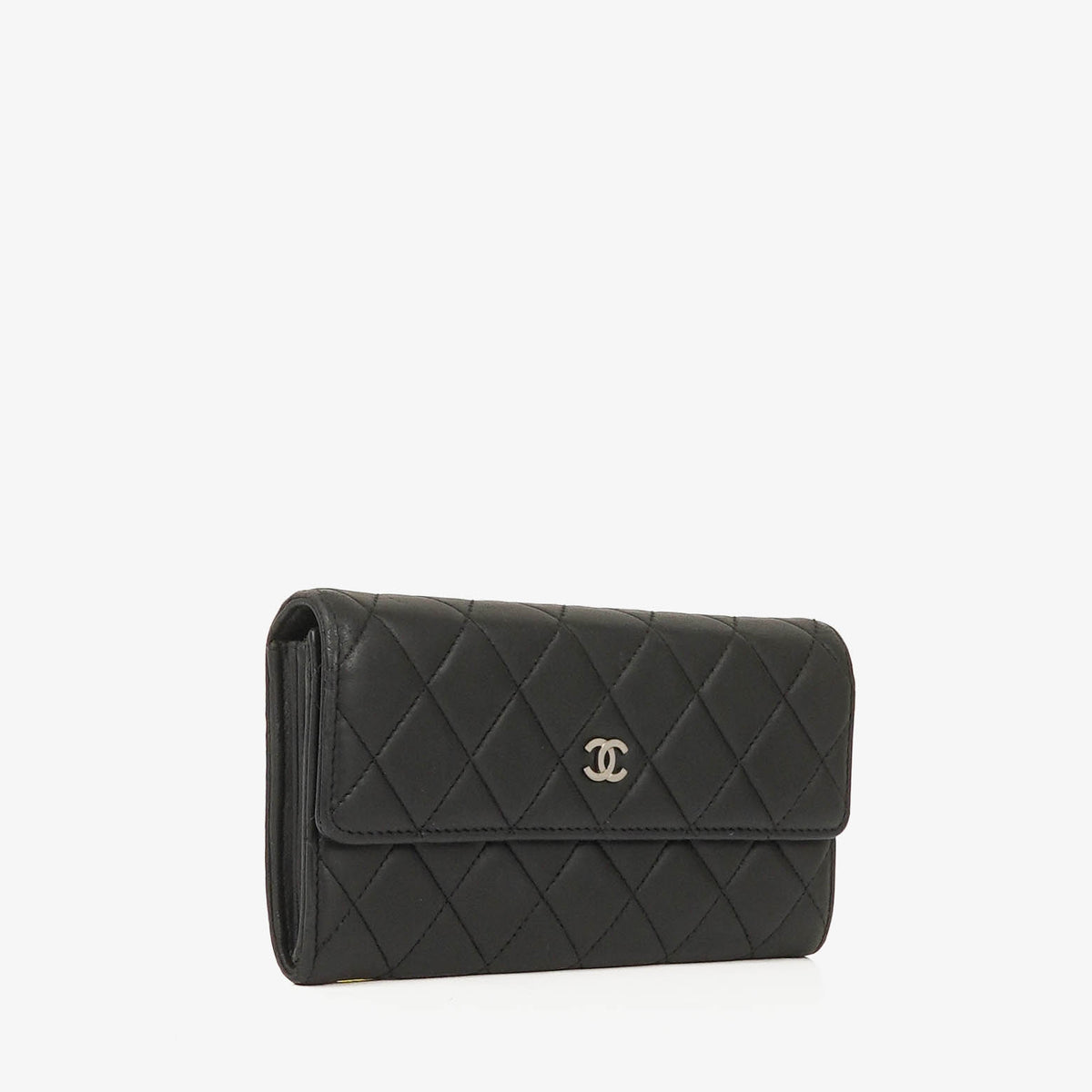 Chanel Classic Flap Black Quilted Long Wallet