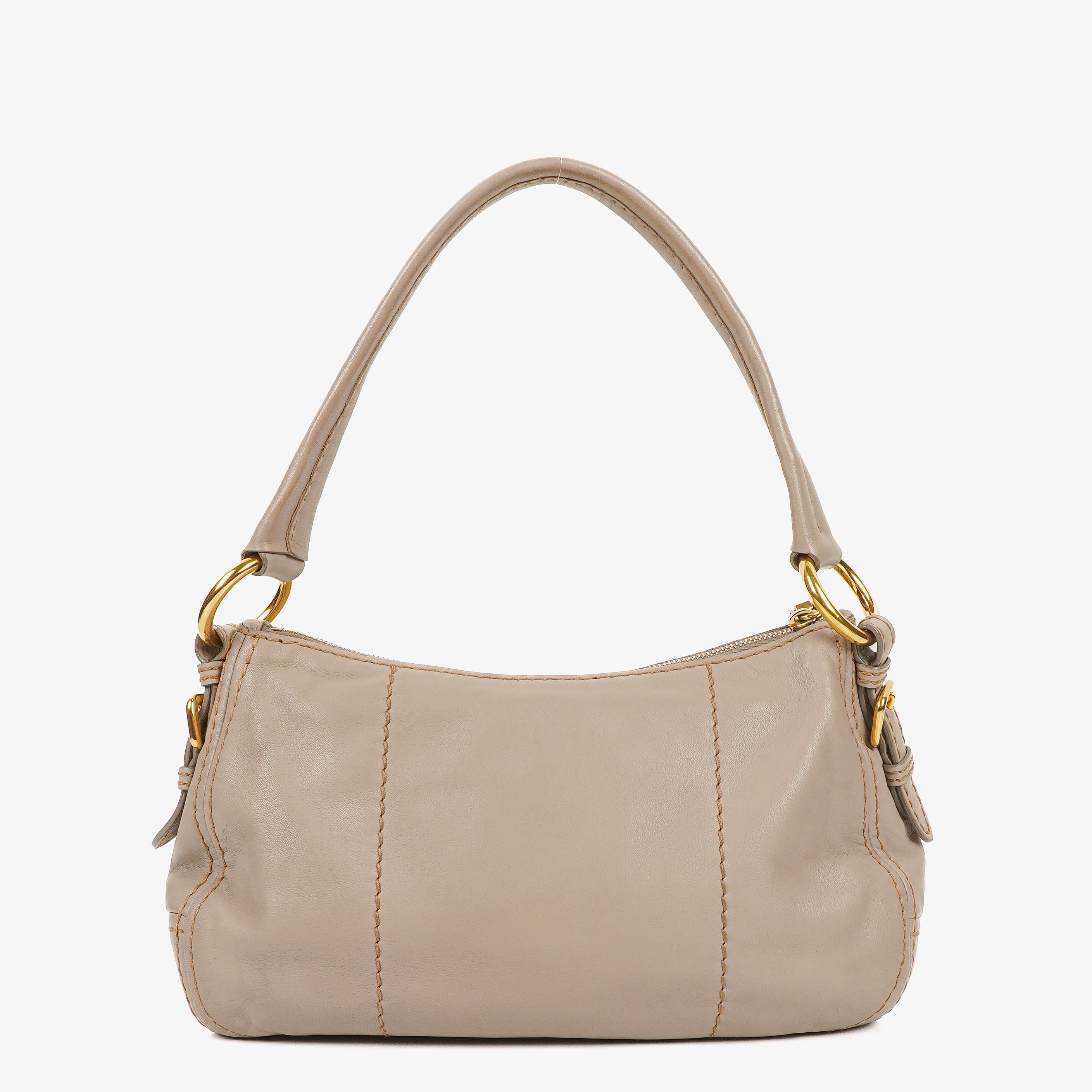 Prada Argilla Soft Calfskin Stitched Shoulder Bag