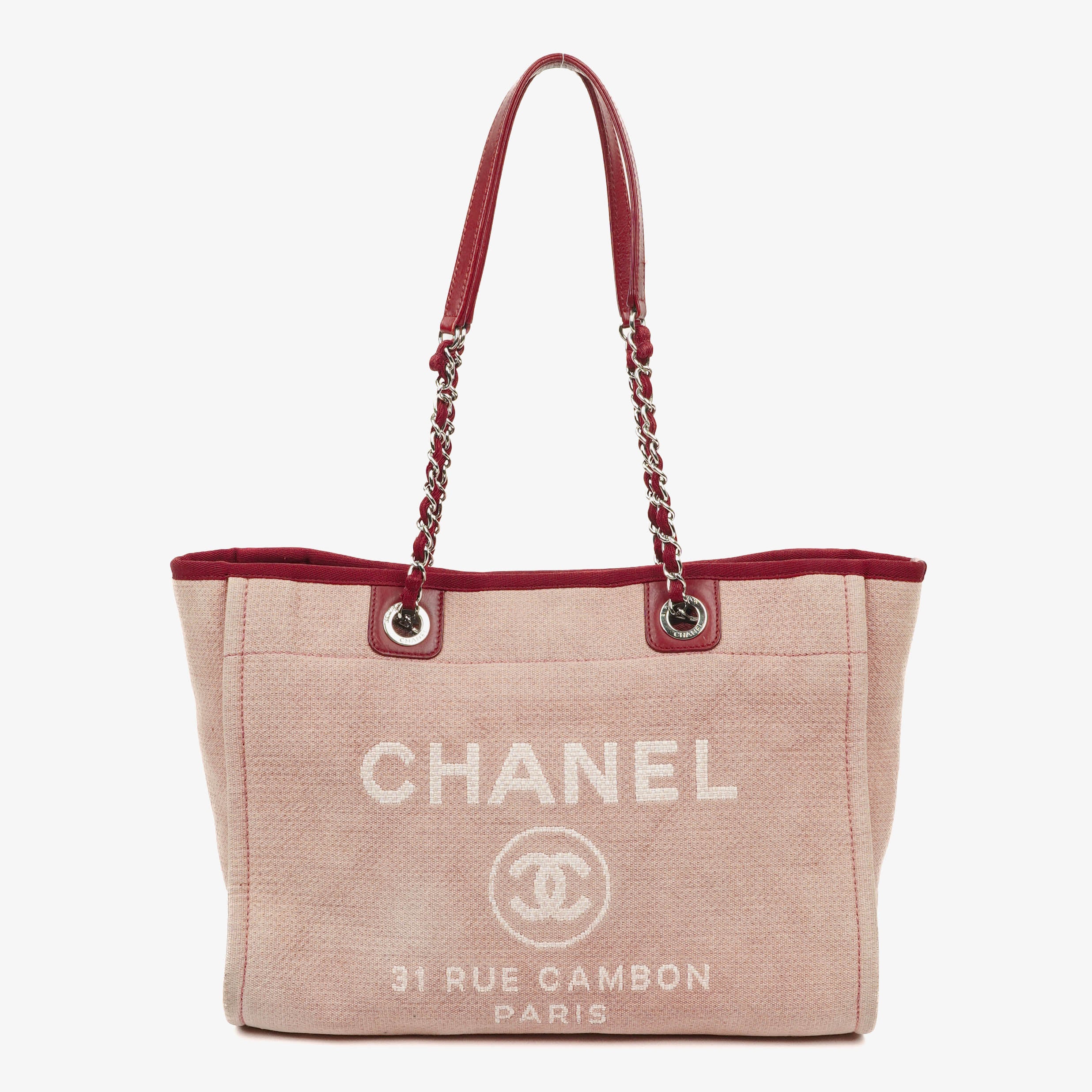 Chanel Pink Canvas Deauville Einkaufstasche
