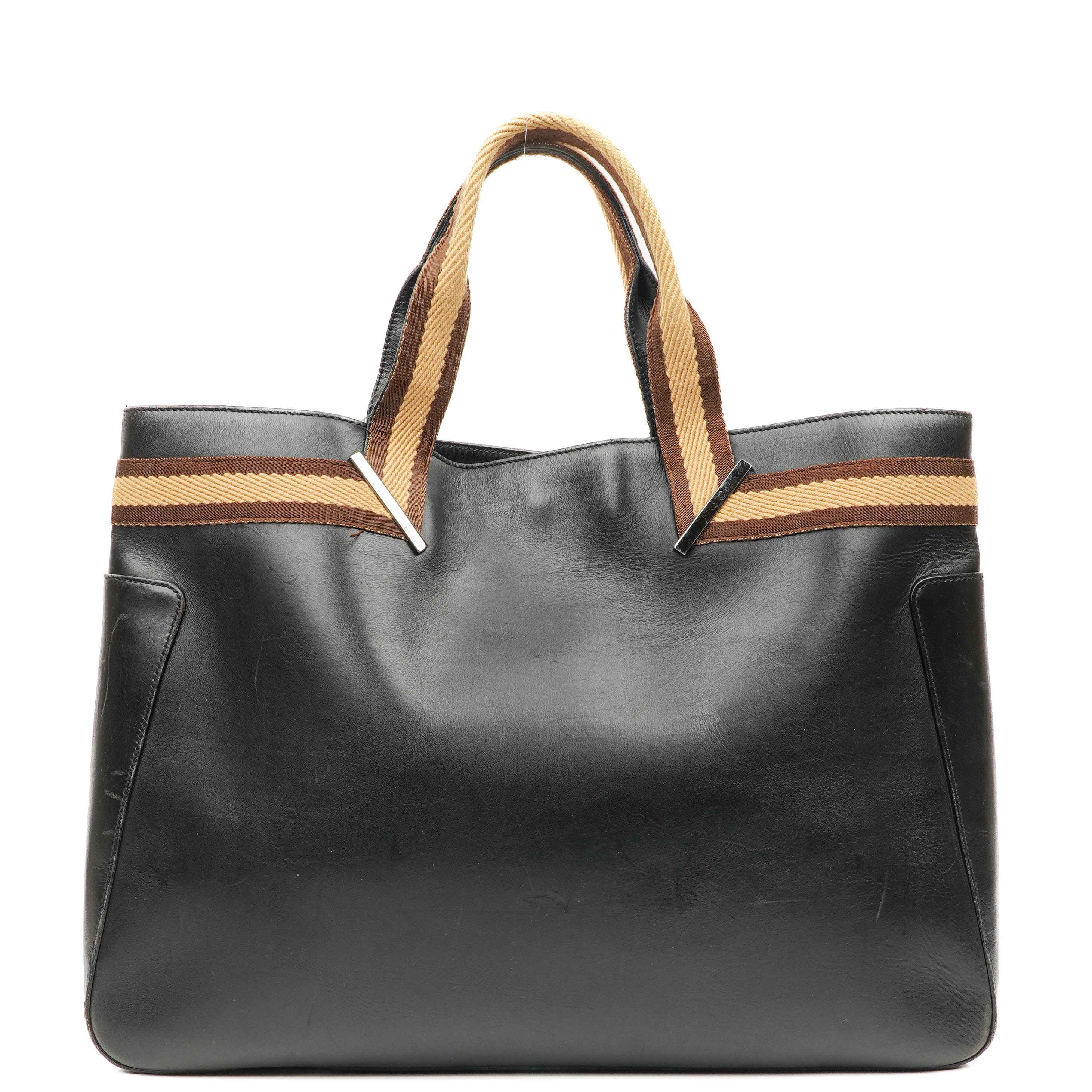 Gucci Web Leather Tote Bag Black
