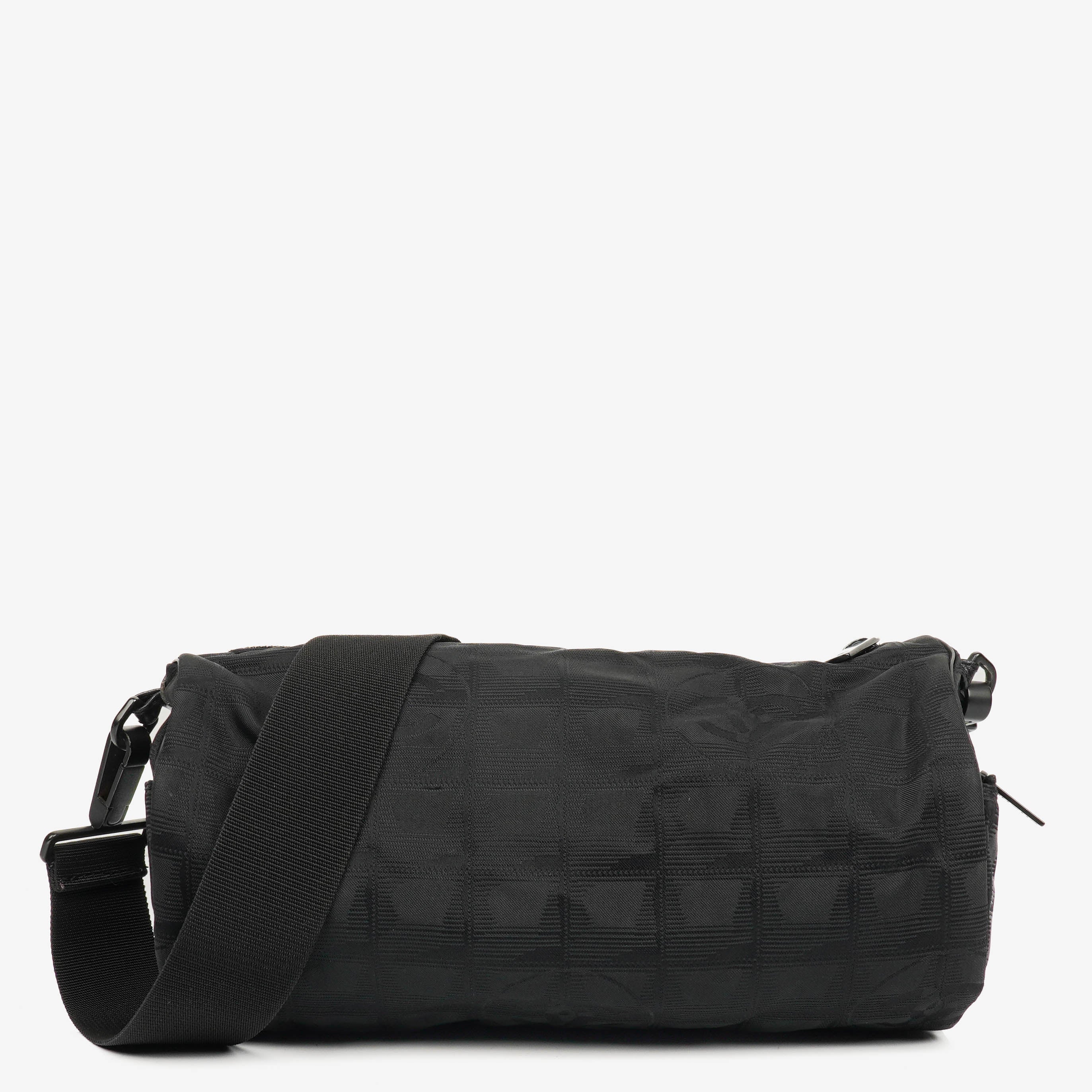 Chanel Black Nylon Travel Line Barrel Bag