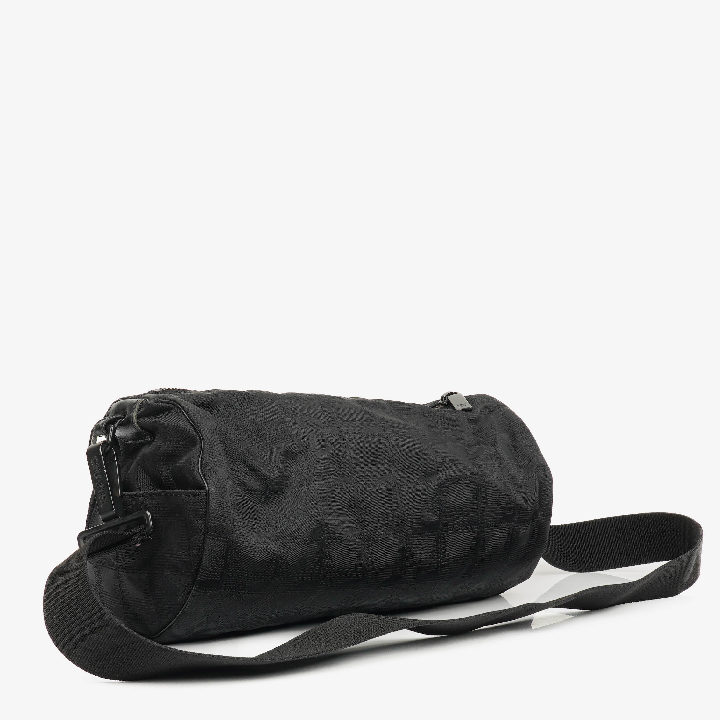 Chanel Black Nylon Travel Line Barrel Bag