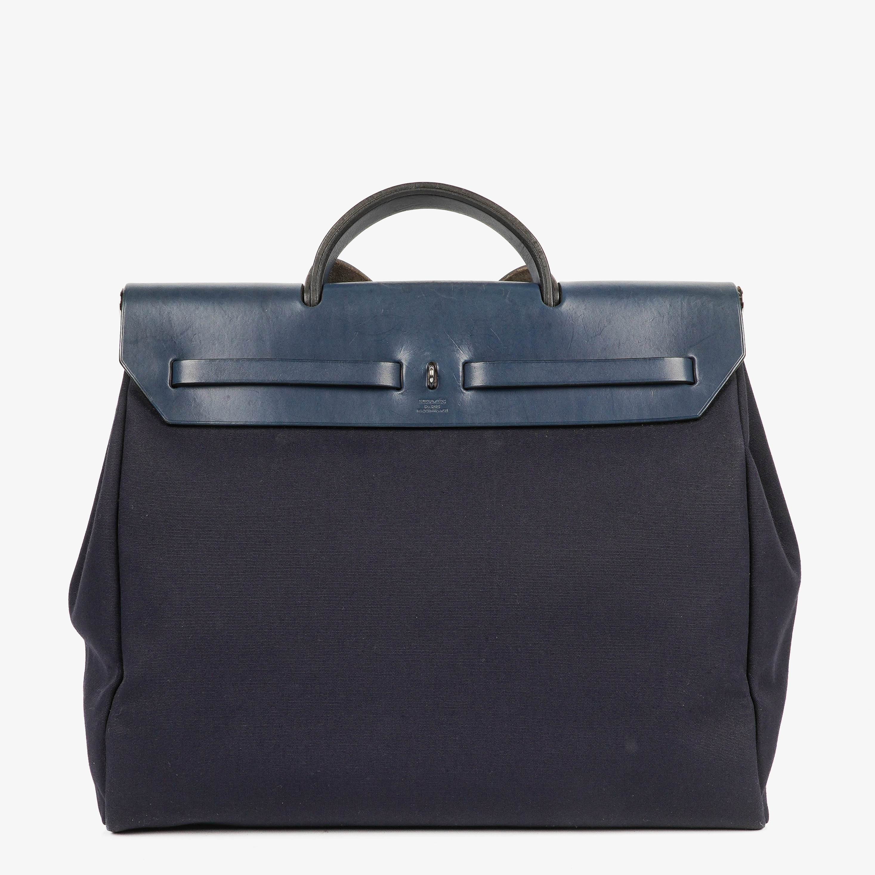 Hermes Herbag Navy Canvas Vache Hunter MM 2 In 1 Bag