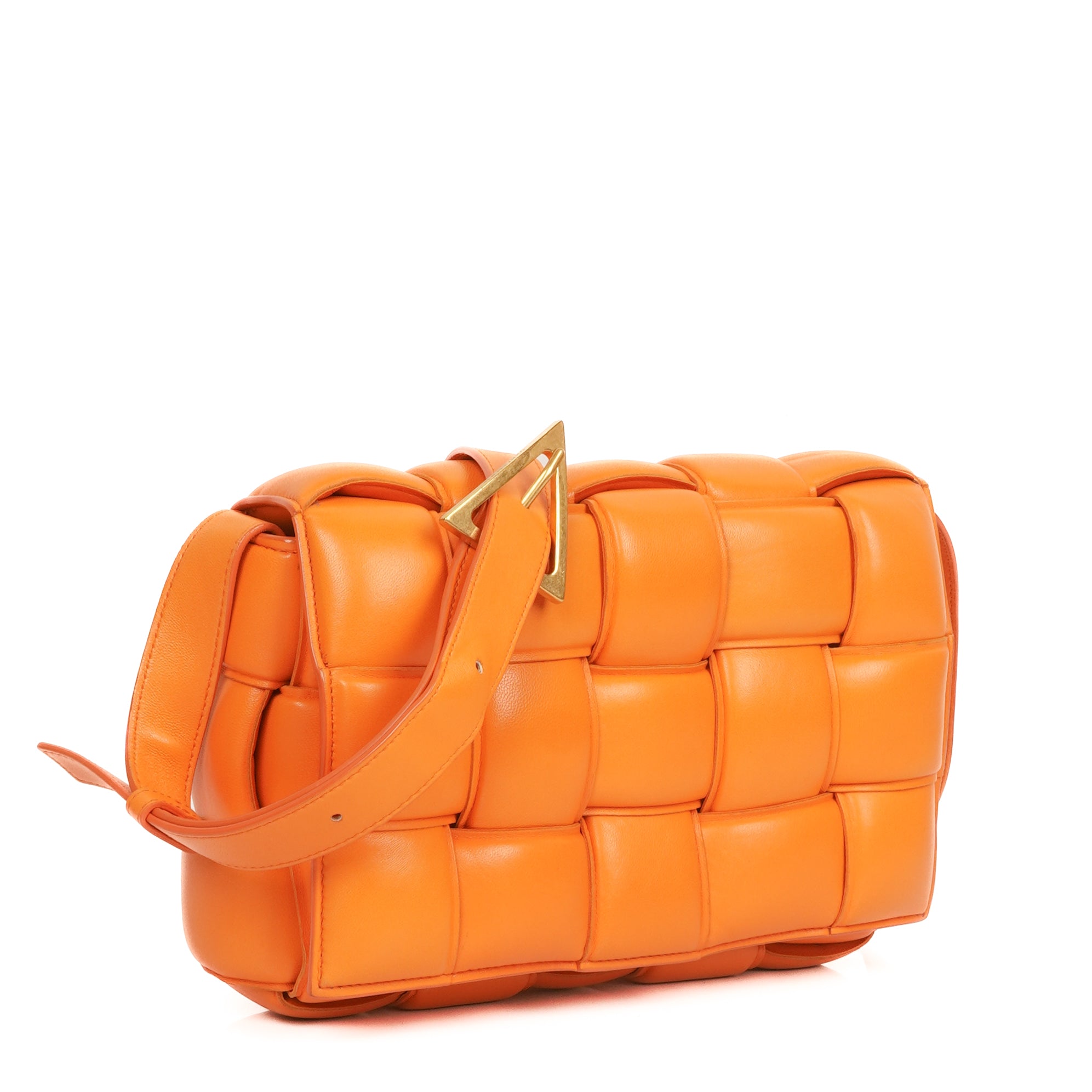 Bottega Veneta Cassette Padded Intrecciato Orange Crossbody Bag