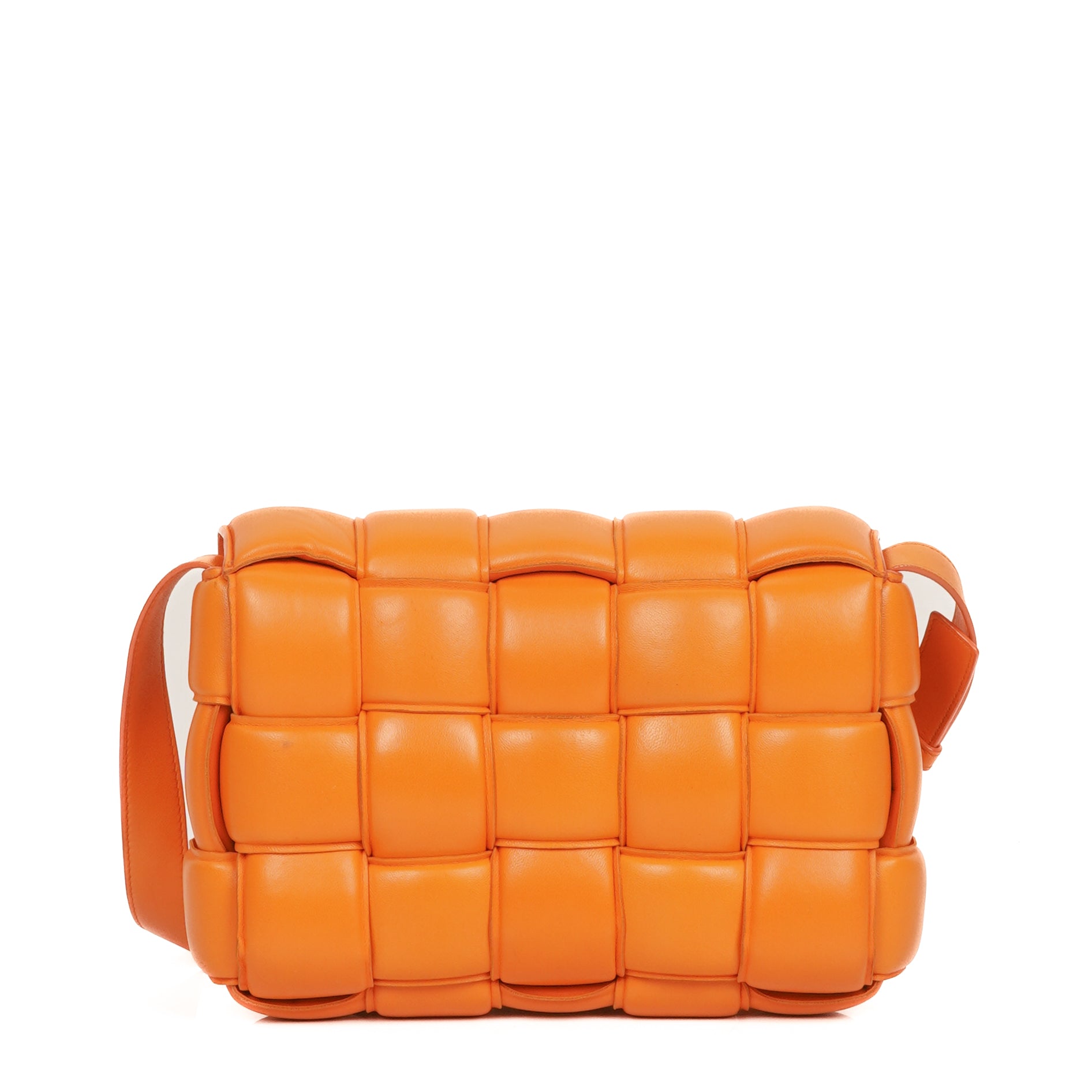 Bottega Veneta Cassette Padded Intrecciato Orange Crossbody Bag