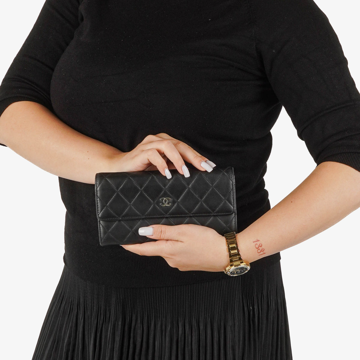 Chanel Classic Flap Black Quilted Long Wallet