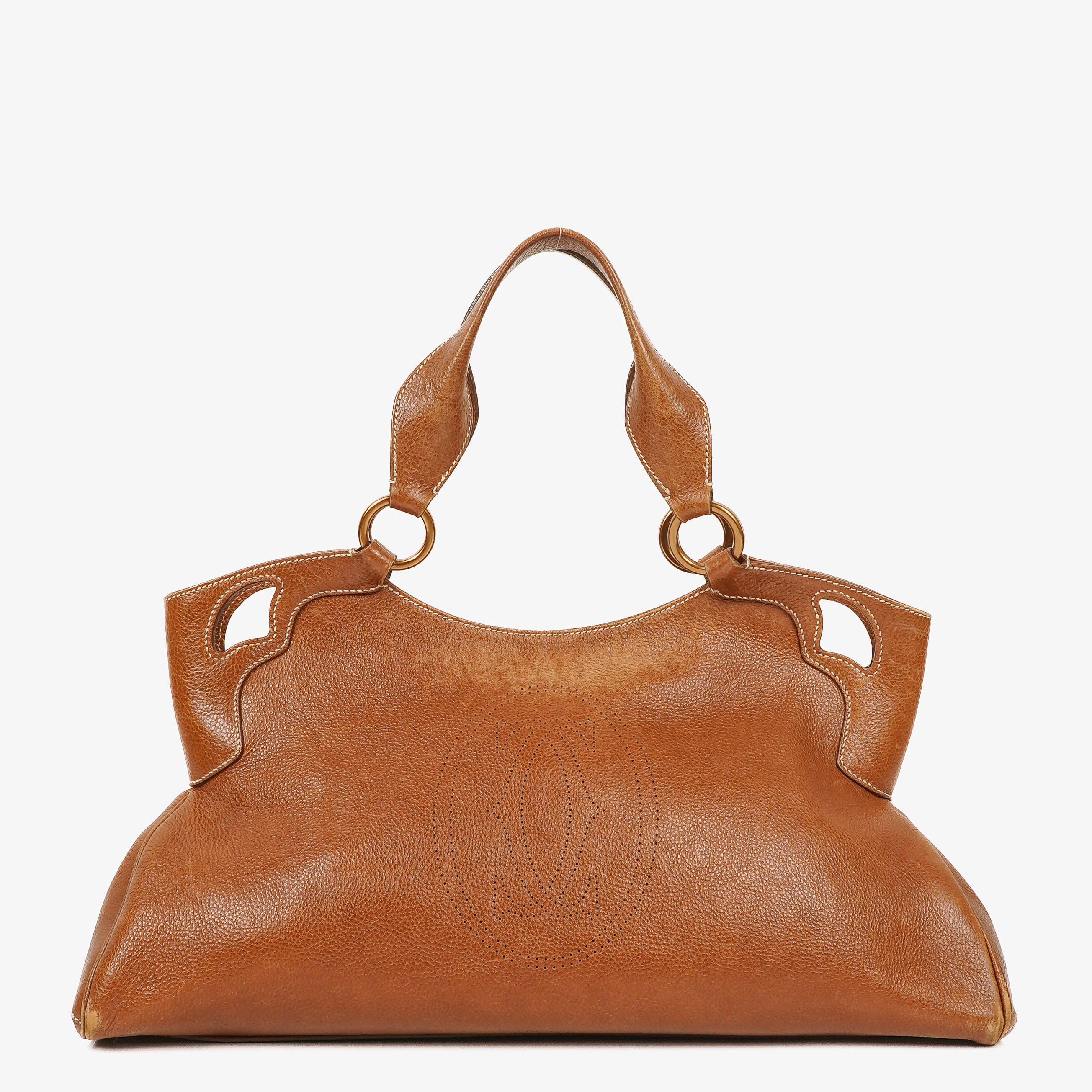 Cartier Marcello de Cartier Pebbled Leather Handle Bag 