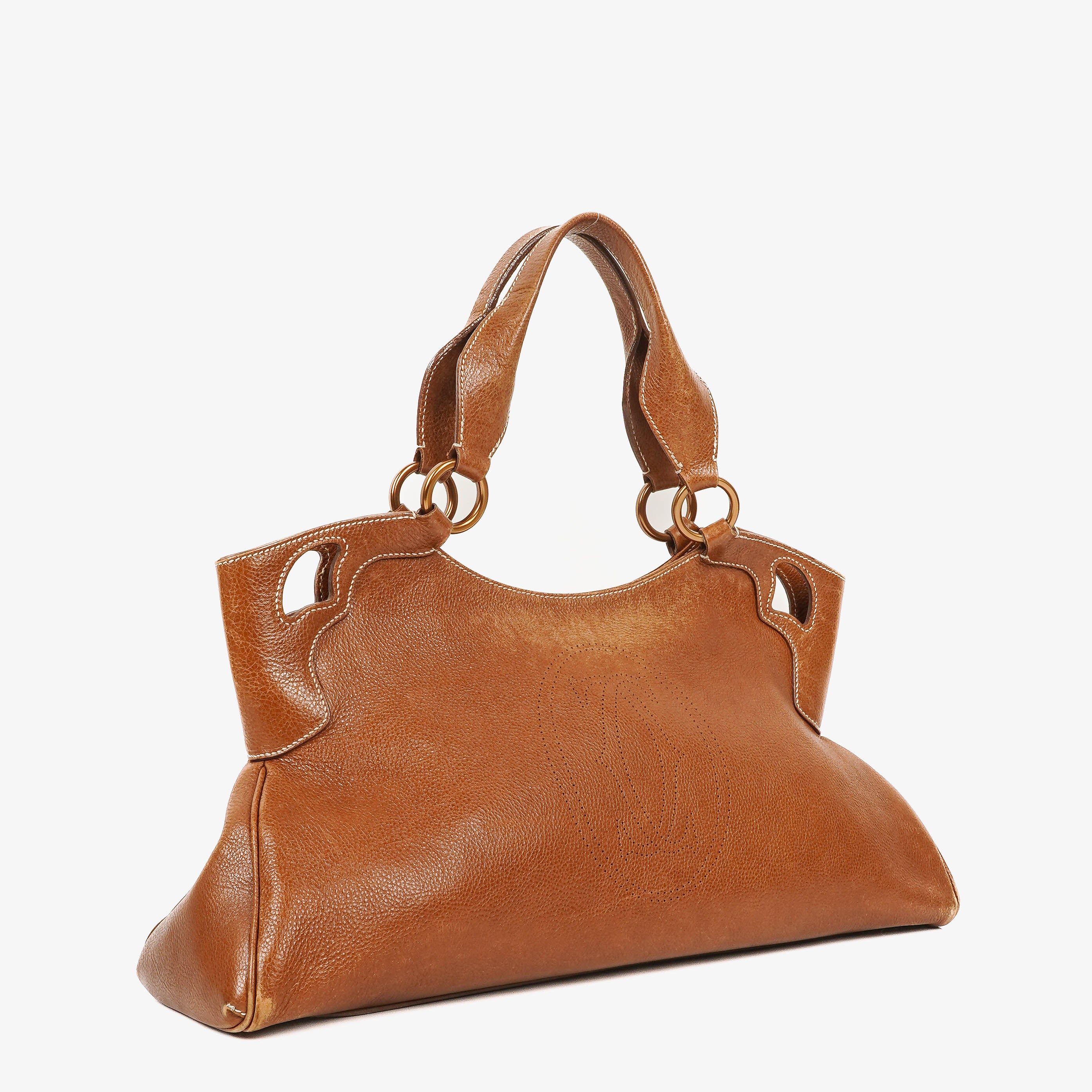 Cartier Marcello de Cartier Pebbled Leather Handle Bag 