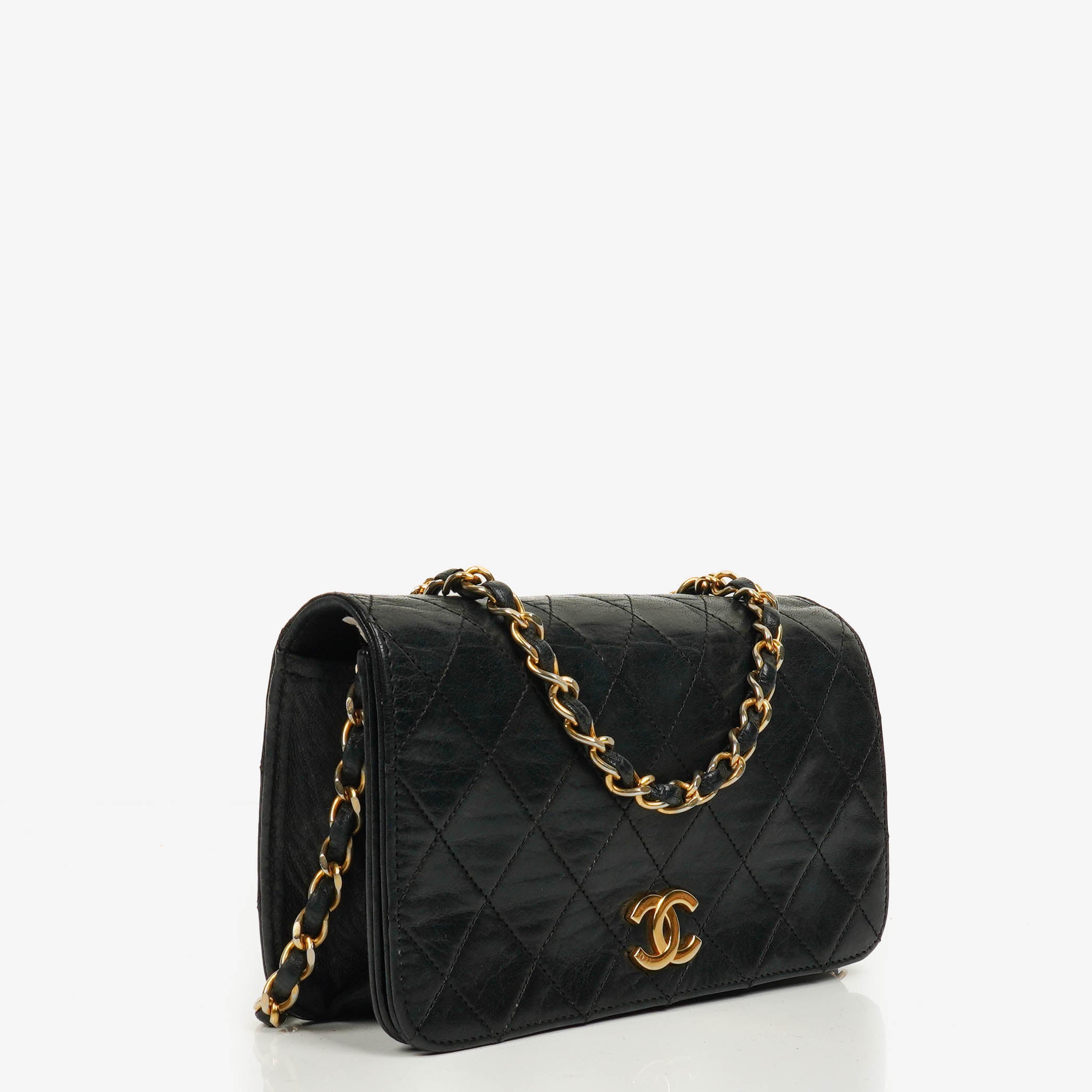 Chanel Classic Full Flap Bag Black Quilted Leather 24K Gold-Plated Hardware