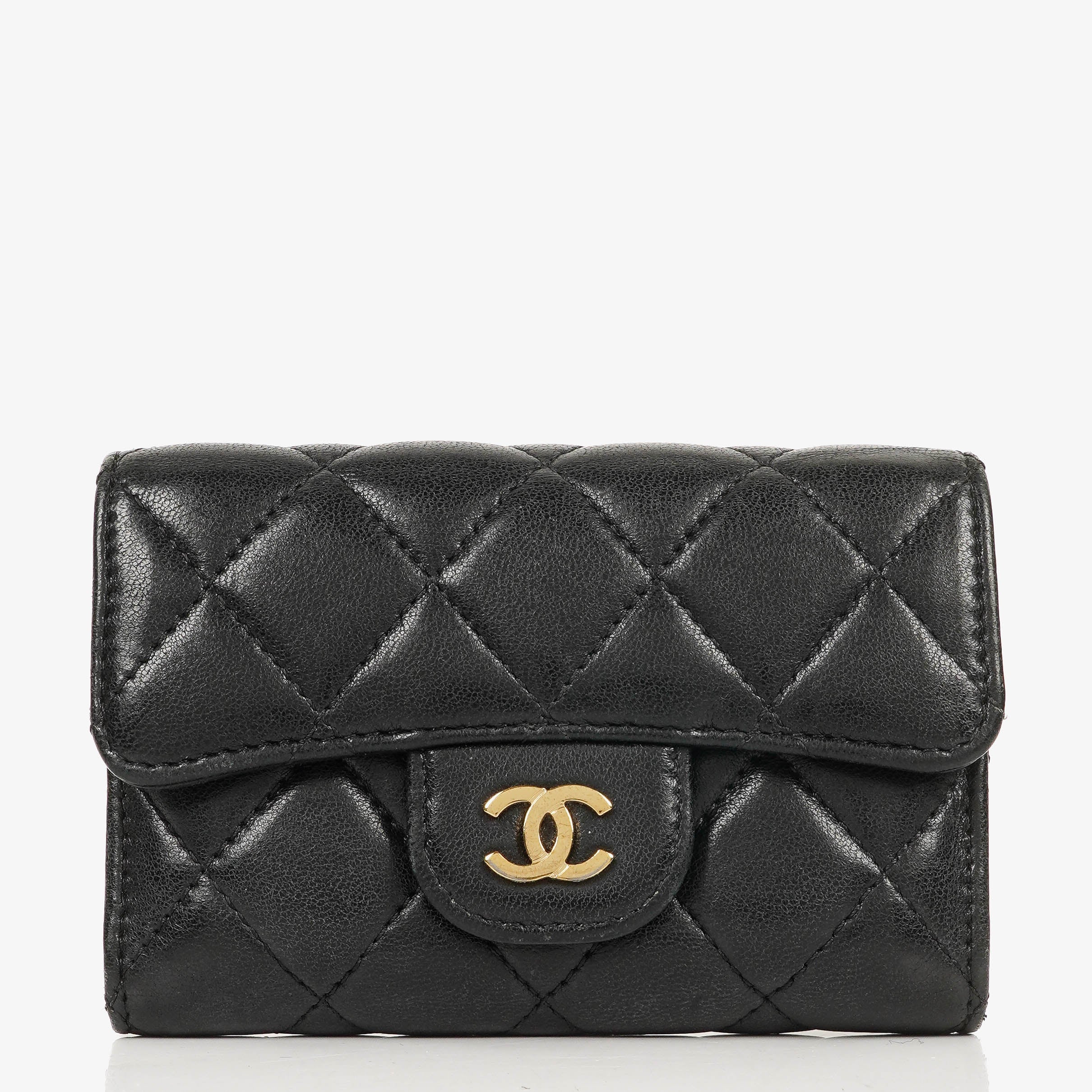 Chanel Classic Black Quilted Leather Small Flap Wallet