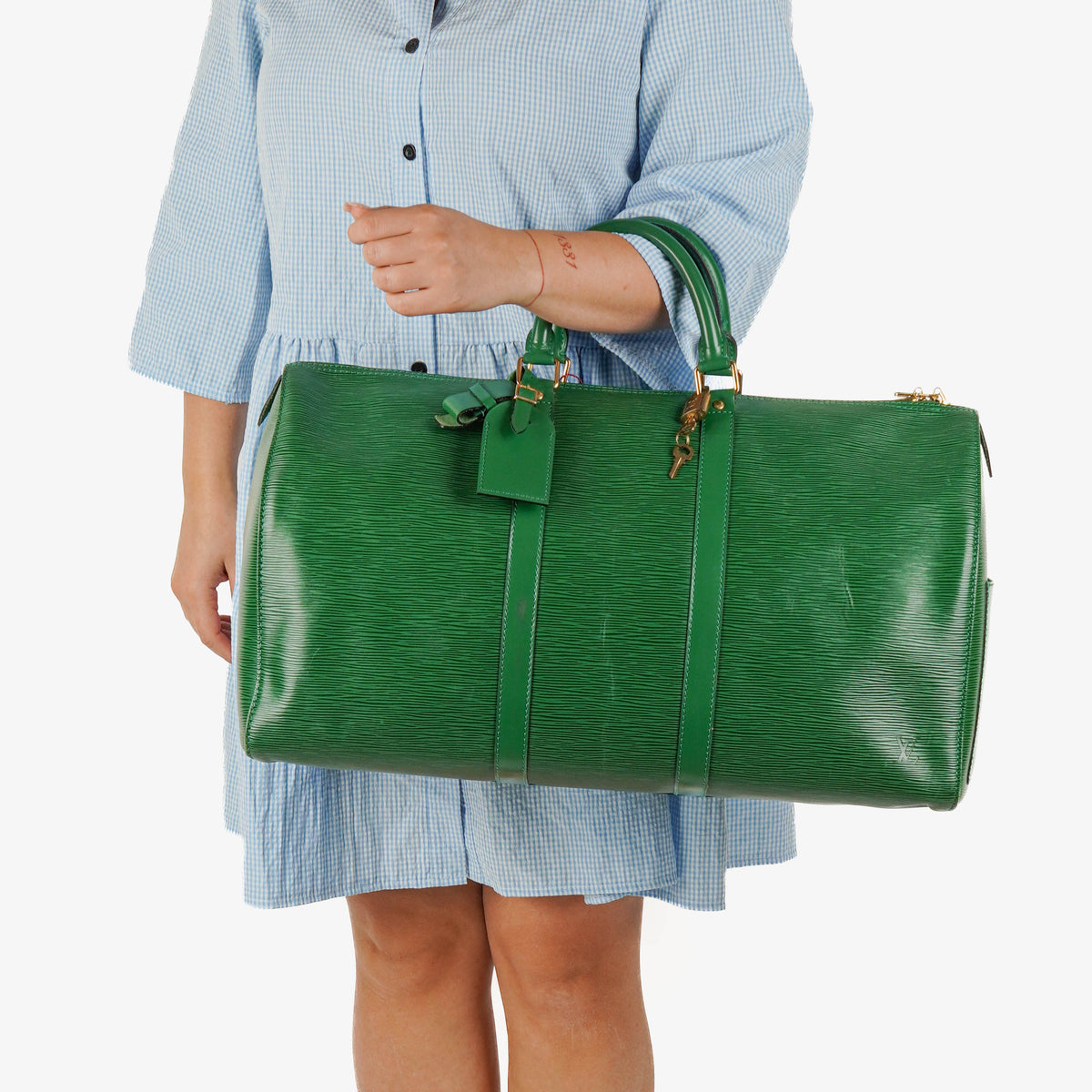 Louis Vuitton Keepall 50 Green EPI Leather Travel Bag