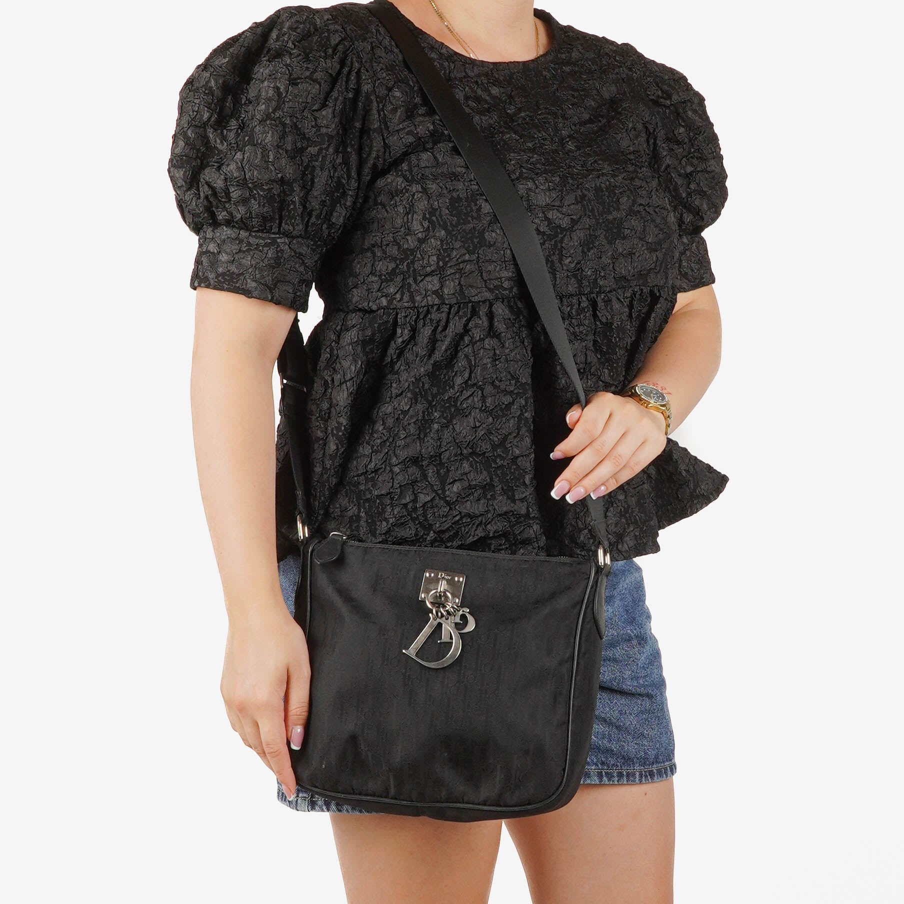 Christian Dior Black Trotter Nylon Shoulder Bag