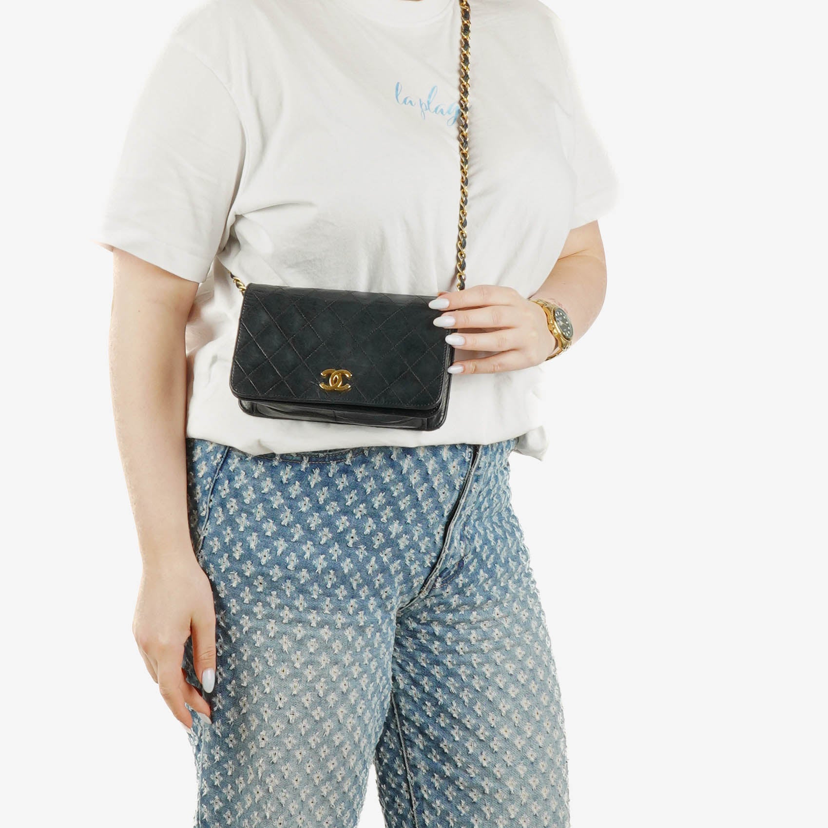 Chanel Classic Full Flap Bag Black Quilted Leather 24K Gold-Plated Hardware
