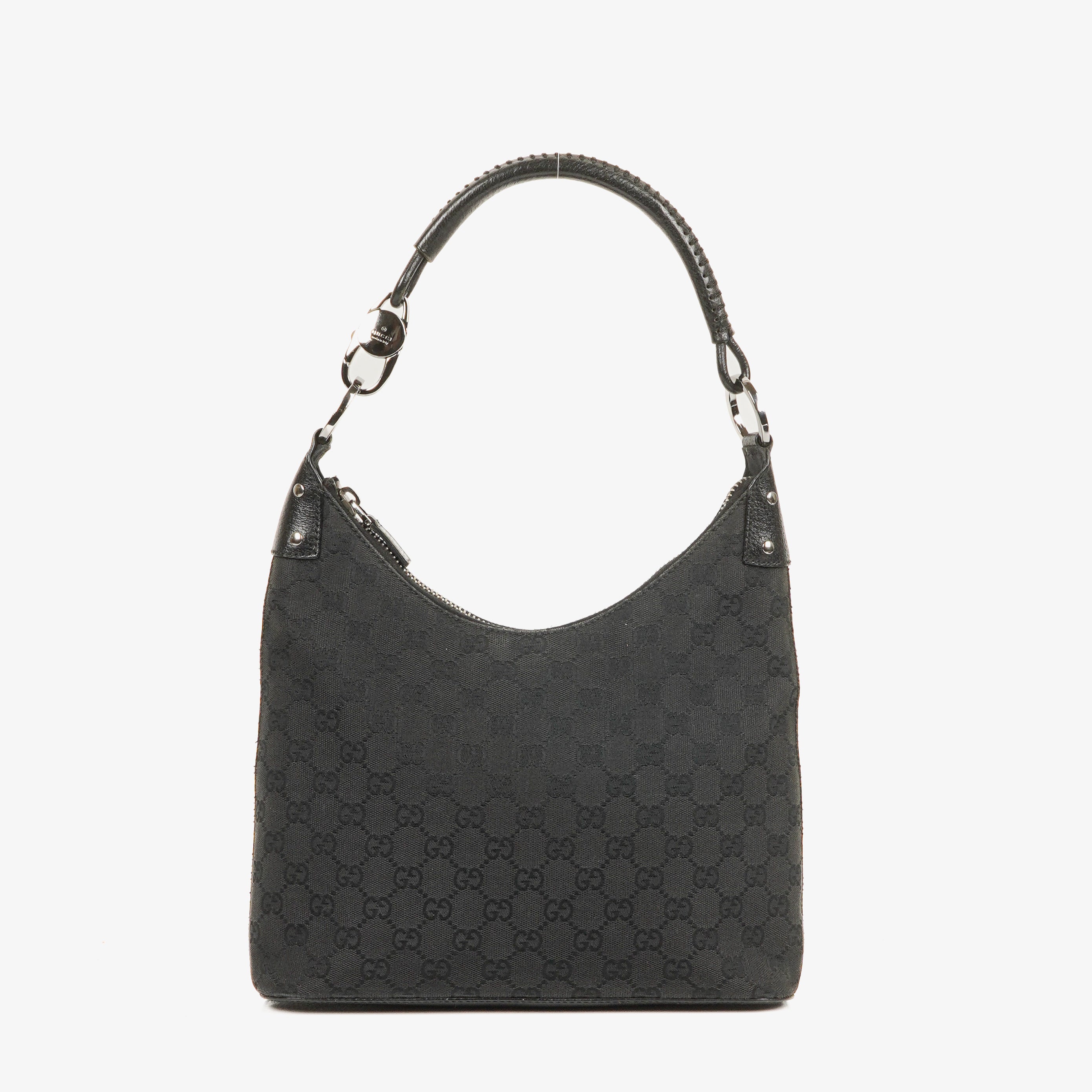 Gucci GG Canvas Braided Handle Ring Hobo Bag