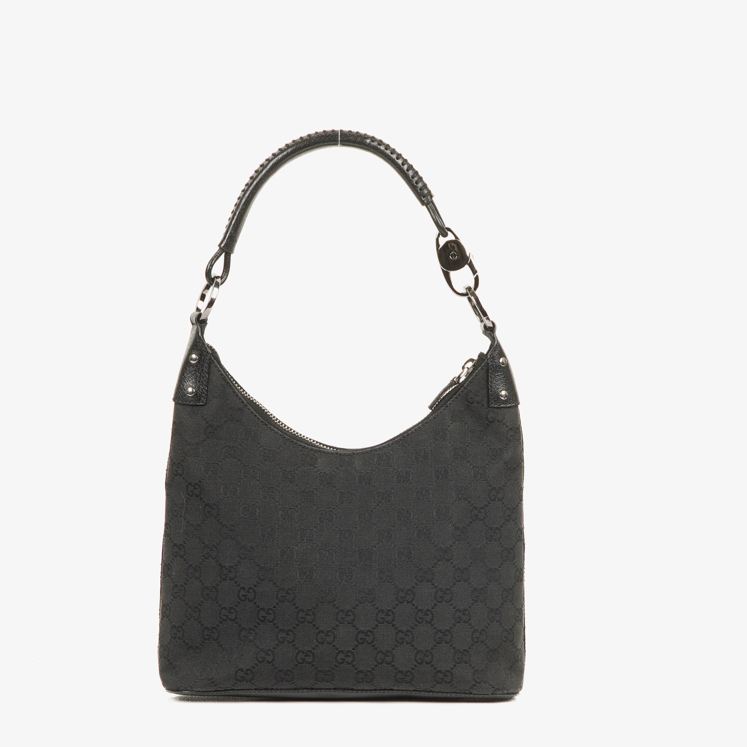 Gucci GG Canvas Braided Handle Ring Hobo Bag