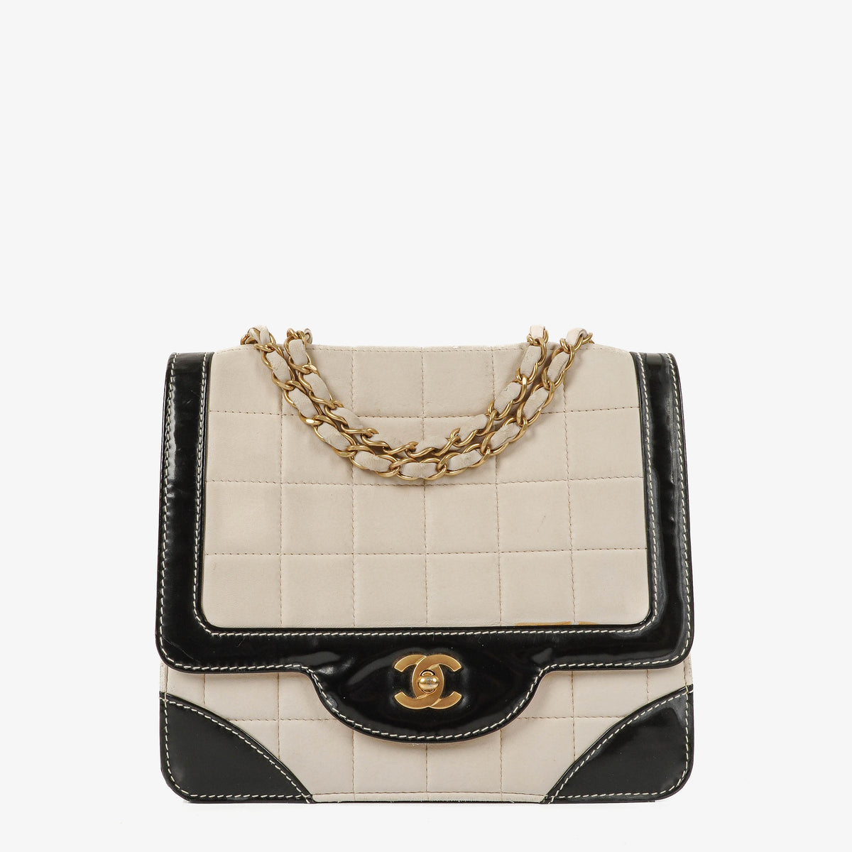 Chanel Multicolour Chocolate Bar Leather And Patent Leather Single Flap Bag