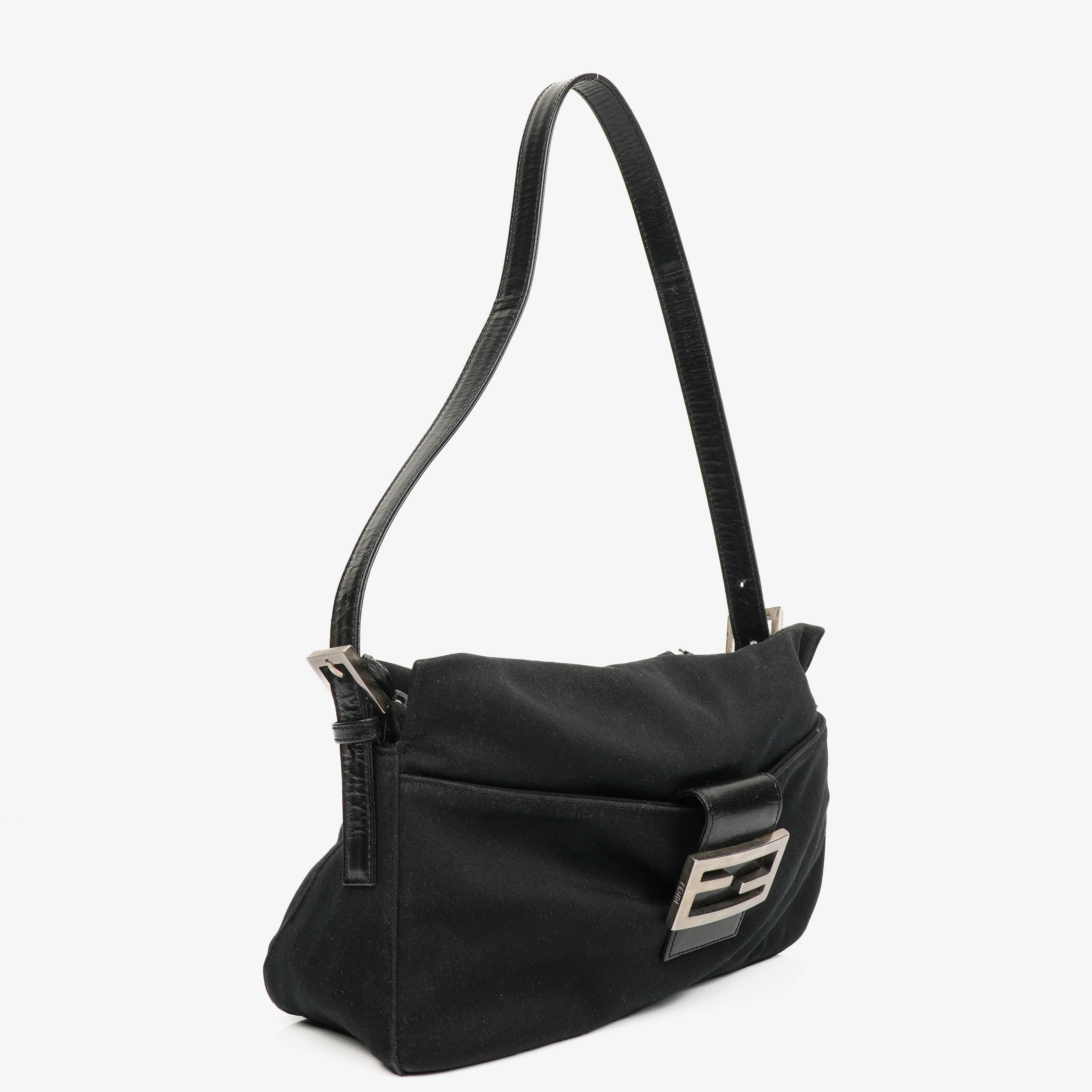 Fendi Baguette Black Neoprene Shoulder Bag